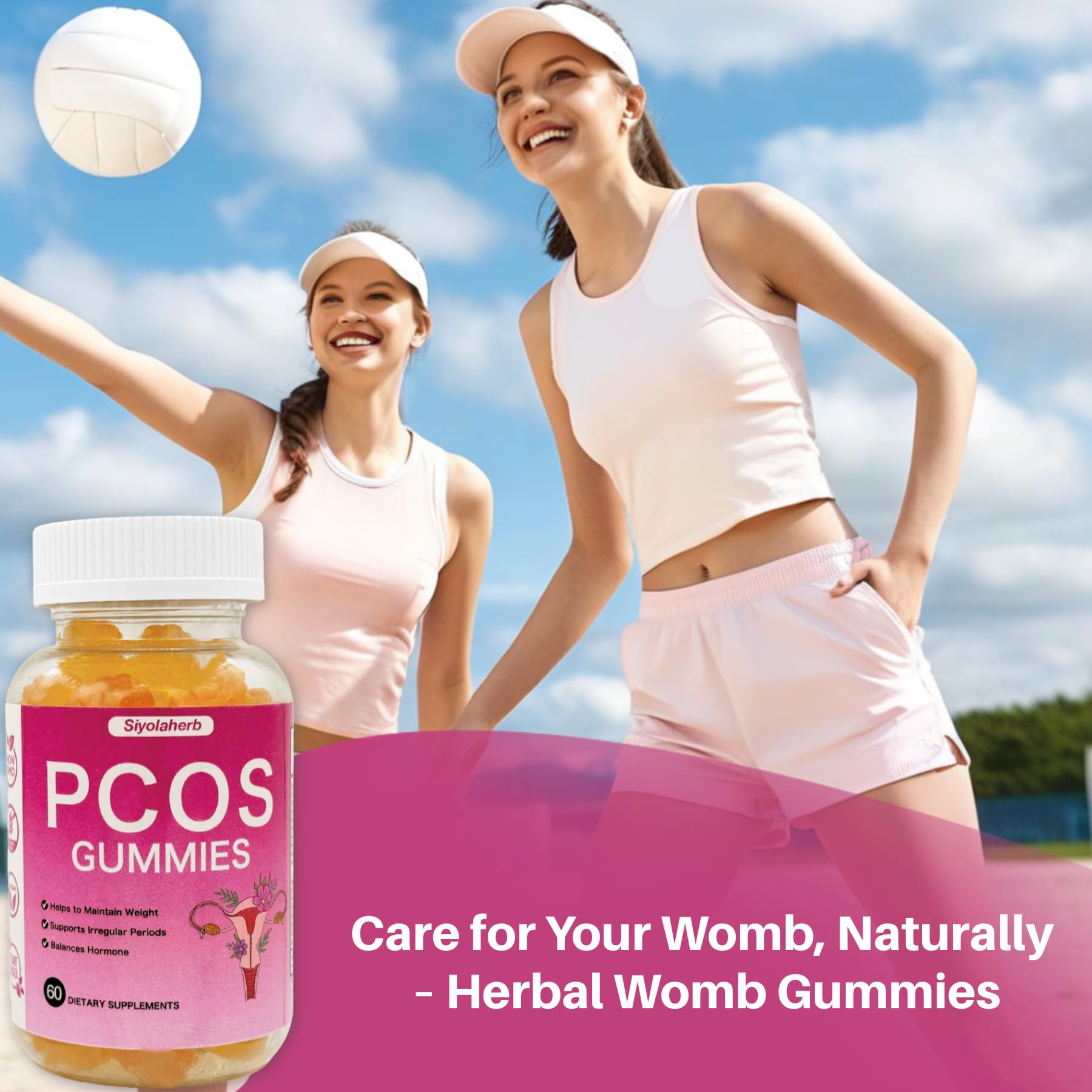 PCOS Vitamins Gummies for Women Hormone Balance & PCOS Relief & Fertility Support, 60 Ovarian Support Vitamins with Inositol for Healthy Menstrual Cycle, Inositol Gummies for Hirsutism and Acne Siyolaherb Au supplements