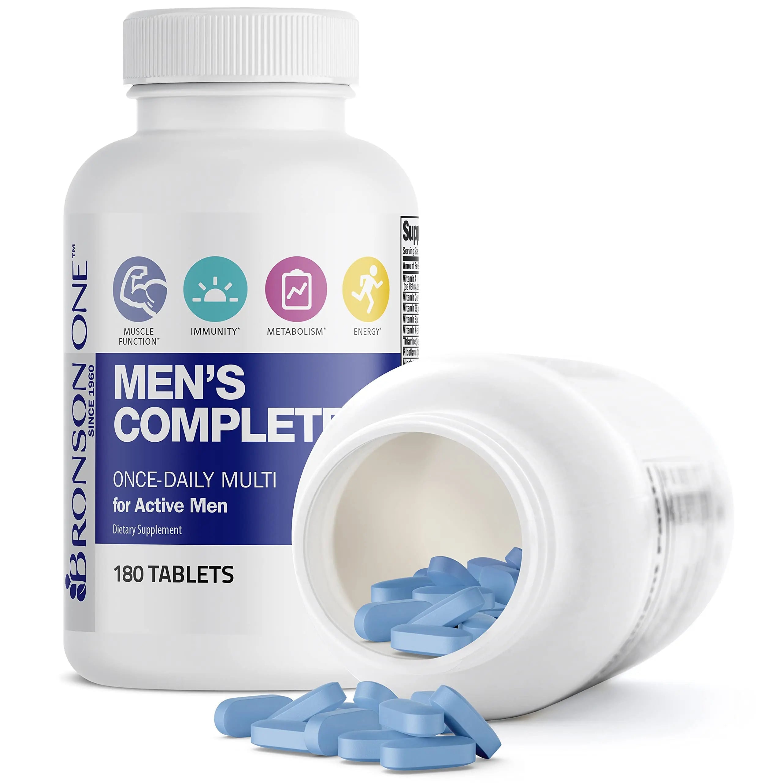 Bronson ONE Daily Men’s Complete Multivitamin Multimineral Once-Daily Multi for Active Men, 180 Tablets Bronson Au supplements