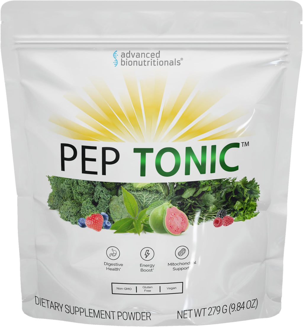 Advanced Bionutritionals Pep Tonic Powdered Superfood Formula 50 Fruits, Vegetables, Herbs, and Superfoods - Vegan, Vegetarian - 9.84 OZ - 279 g