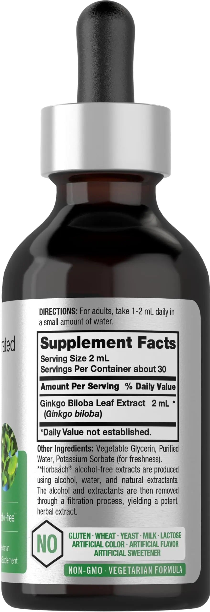 Ginkgo Biloba Extract Liquid 2 fl oz | Alcohol-Free Herb Supplement | Vegetarian Horbäach Au supplements