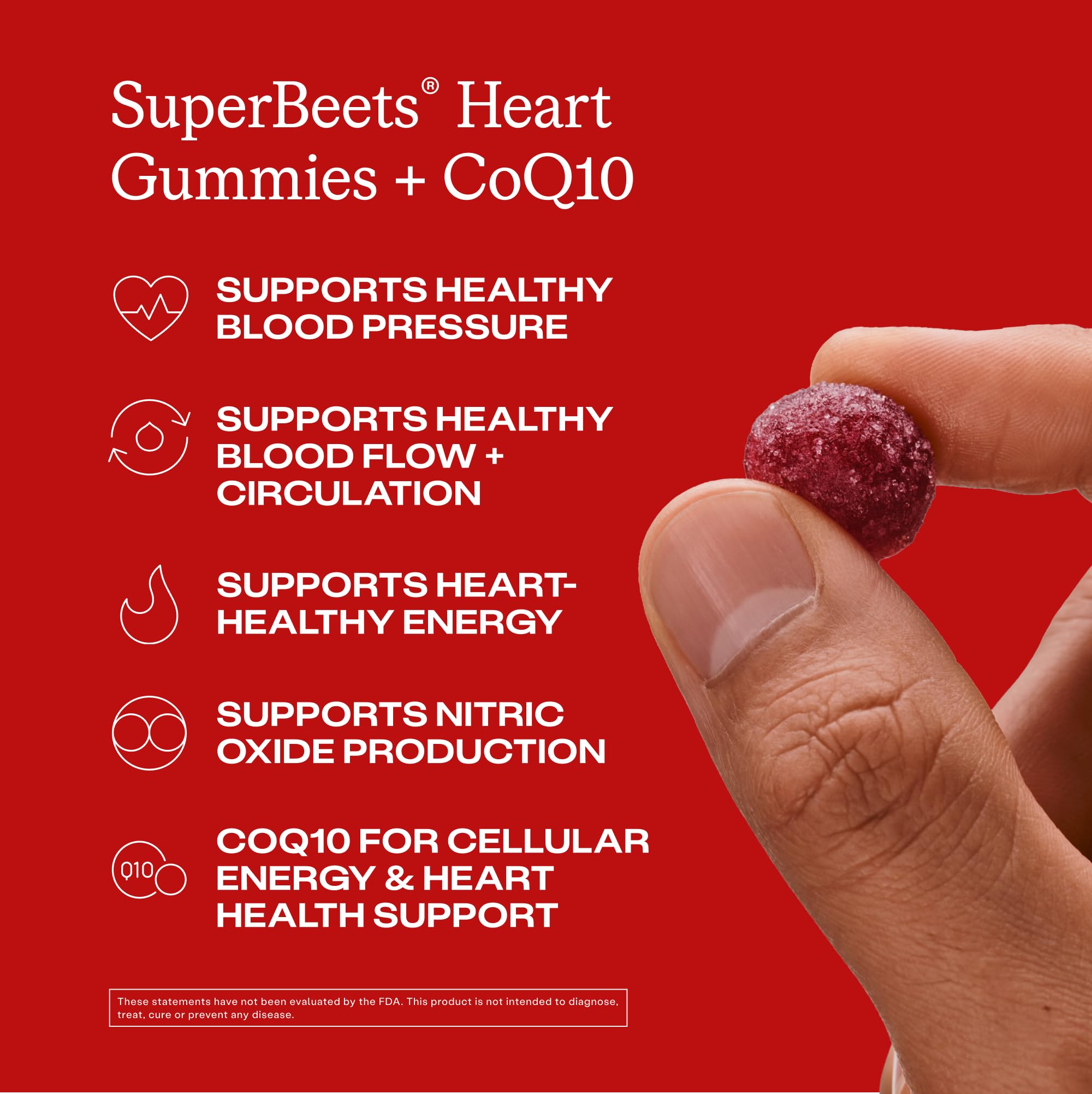 Humann SuperBeets 3-in-1 Heart Gummies - 3x Absorption CoQ10 - Plus Beetroot Extract & Grape Seed Extract for Advanced Heart Health, Cellular Energy & Circulation Support
