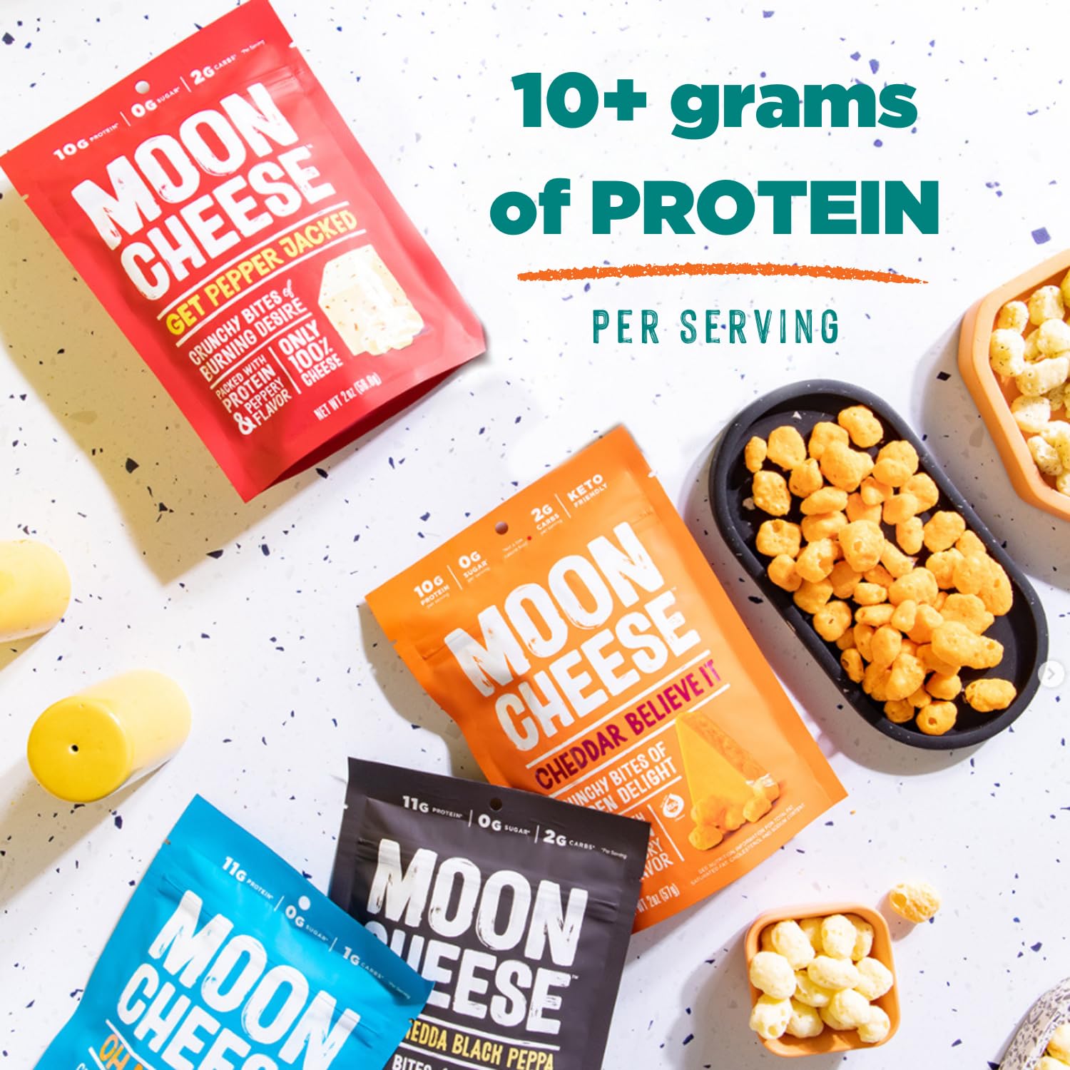 Moon Cheese Cheddar Believe It, 10 Ounce, 2-Pack, Crunchy, Protein-Rich Cheese Snack, Keto Friendly, 100% Real Cheese