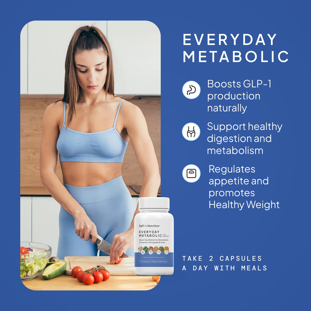 SELF NUTRITION Natural Supplement for Women – Third-Party Tested - Metabolism & Appetite Support with Berberine, Green Tea, Cinnamon & Resveratrol
