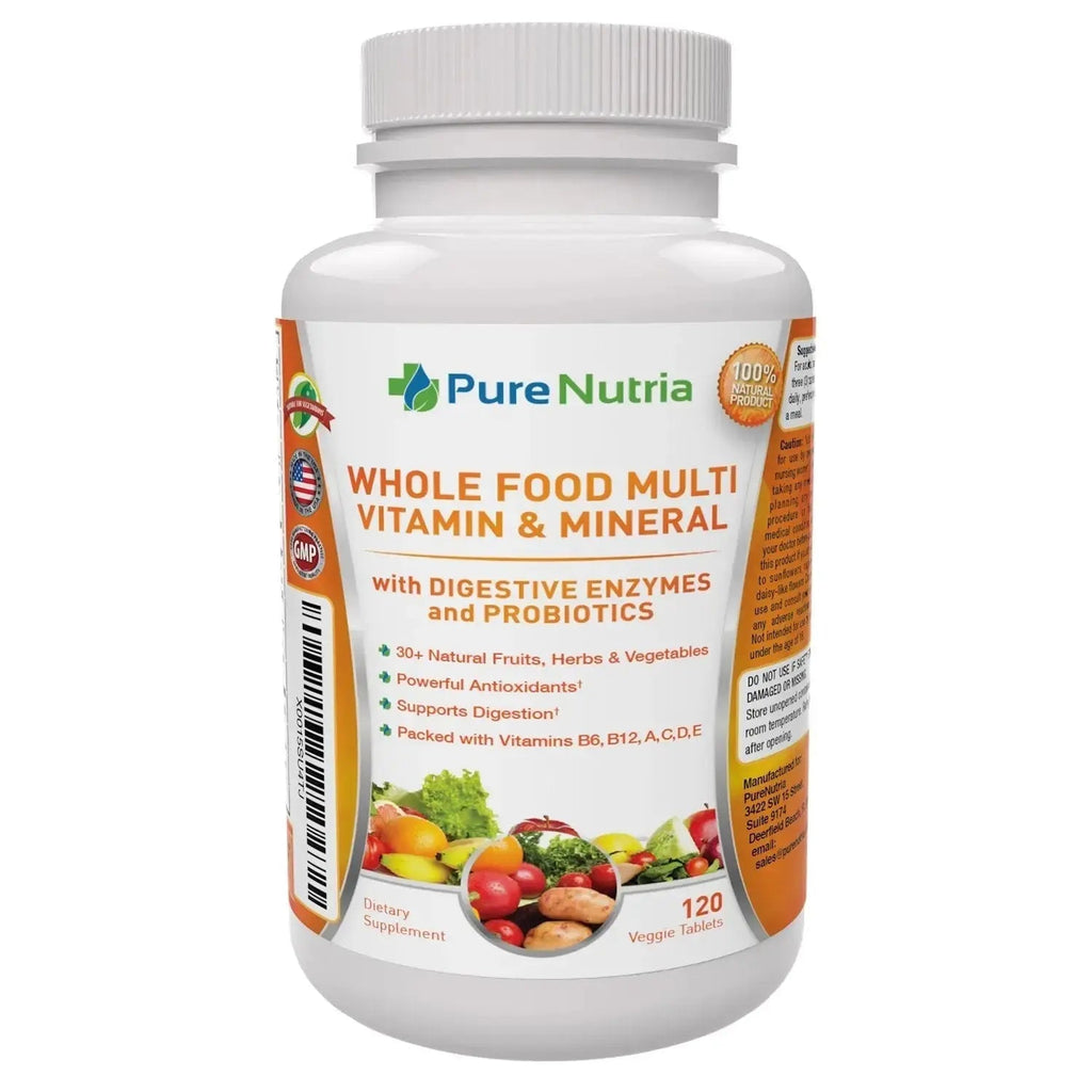 Whole Food MultiVitamin and Minerals with Probiotic Enzymes - 120 Multivitamins for Women and Men - Packed with WholeFood and Herbal Ingredients PureNutria Au supplements