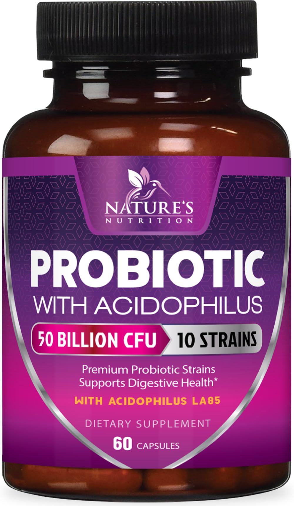 Probiotics 50 Billion CFU per Serving - 10 Strains + Prebiotics - Digestive Health, Gut & Immune Support - Supports Occasional Constipation, Gas & Bloating for Women & Men Shelf Stable - 60 Capsules Nature's Nutrition Au supplements