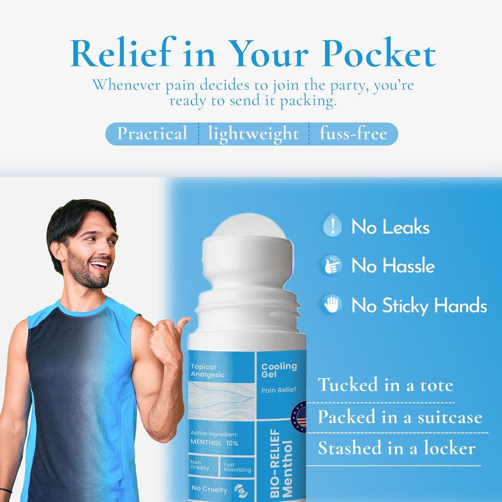 BIO-Relief Pain Roll On w 10% Menthol & Arnica | Highly Effective, Cool & Topical Pain Relief Extra Strength for Arthritis, Muscle, Joint, & Back - Easy Roll On Maximum Strength, Made in USA Scientific Solutions Global Au supplements