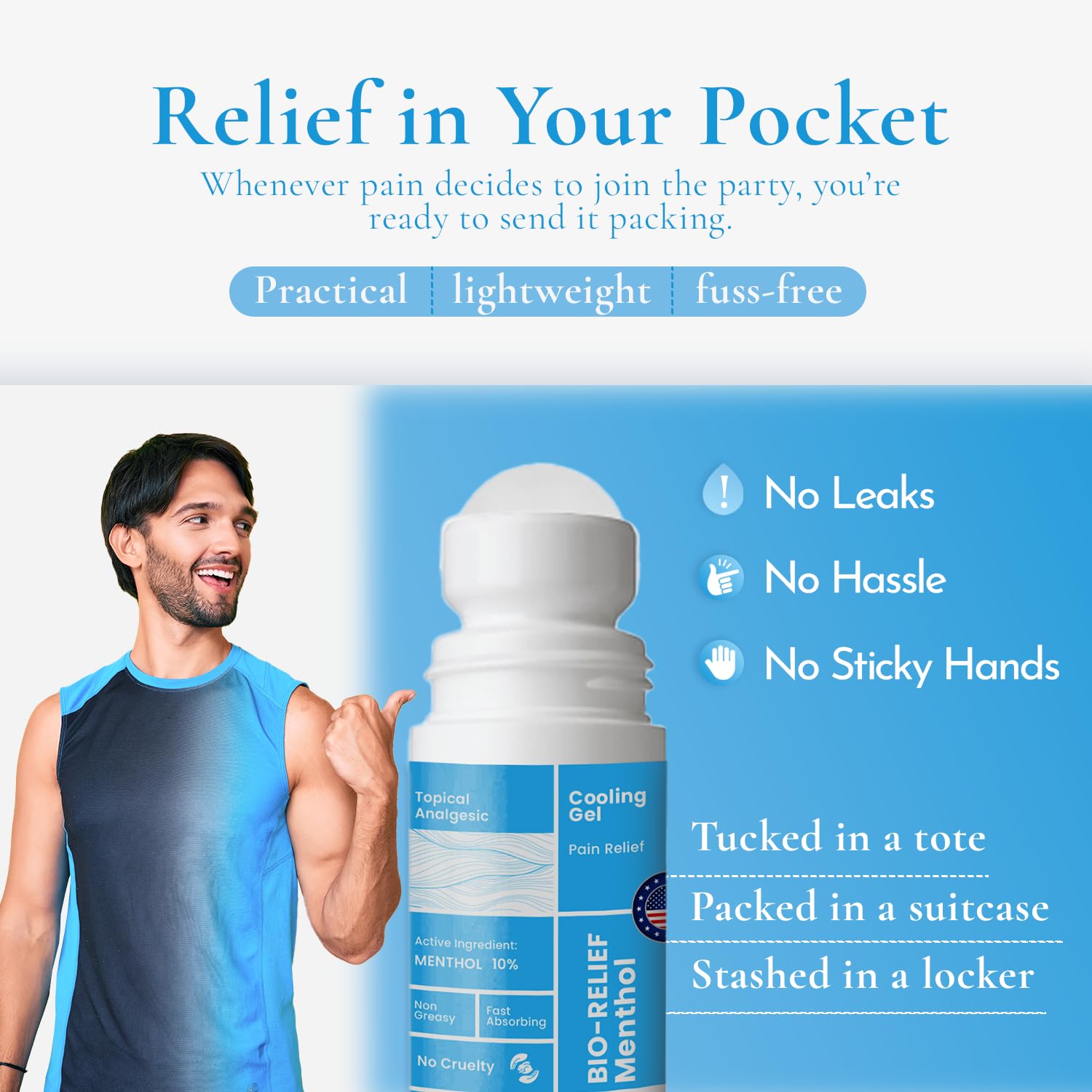 BIO-Relief Pain Roll On w 10% Menthol & Arnica | Highly Effective, Cool & Topical Pain Relief Extra Strength for Arthritis, Muscle, Joint, & Back - Easy Roll On Maximum Strength, Made in USA Scientific Solutions Global Au supplements
