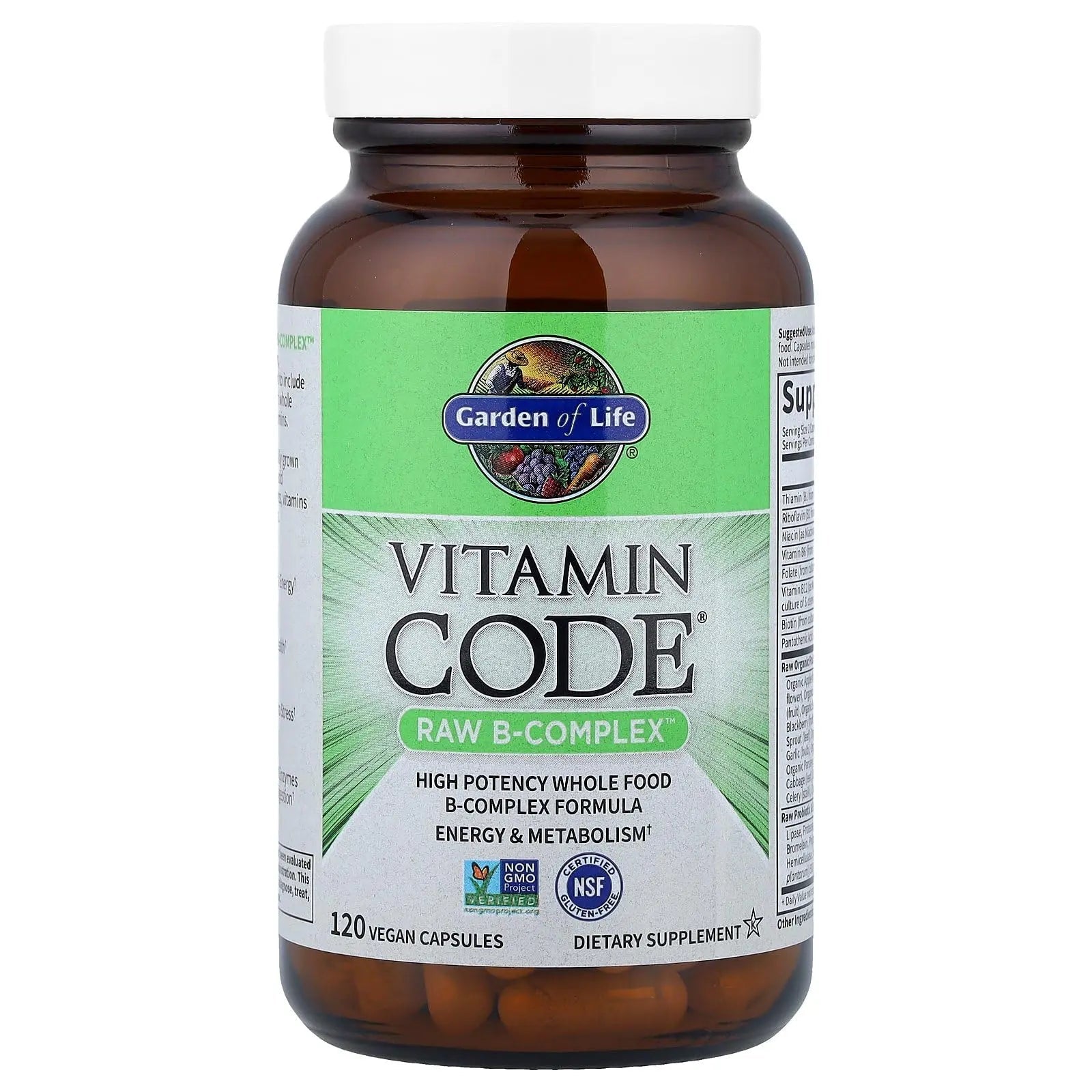 Garden of Life Vitamin B Complex, 120 Vegan Capsules, High Potency Vitamins for Energy & Metabolism with B6, Folate & B12 Garden of Life Au supplements