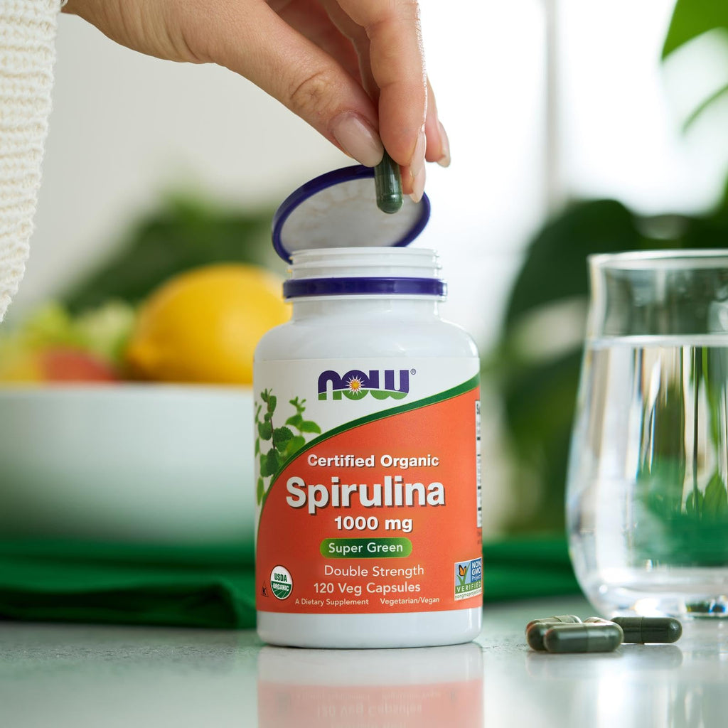 NOW Foods Supplements, Certified Organic, Spirulina 1000 mg (Double Strength), Rich in Beta-Carotene (Vitamin A)