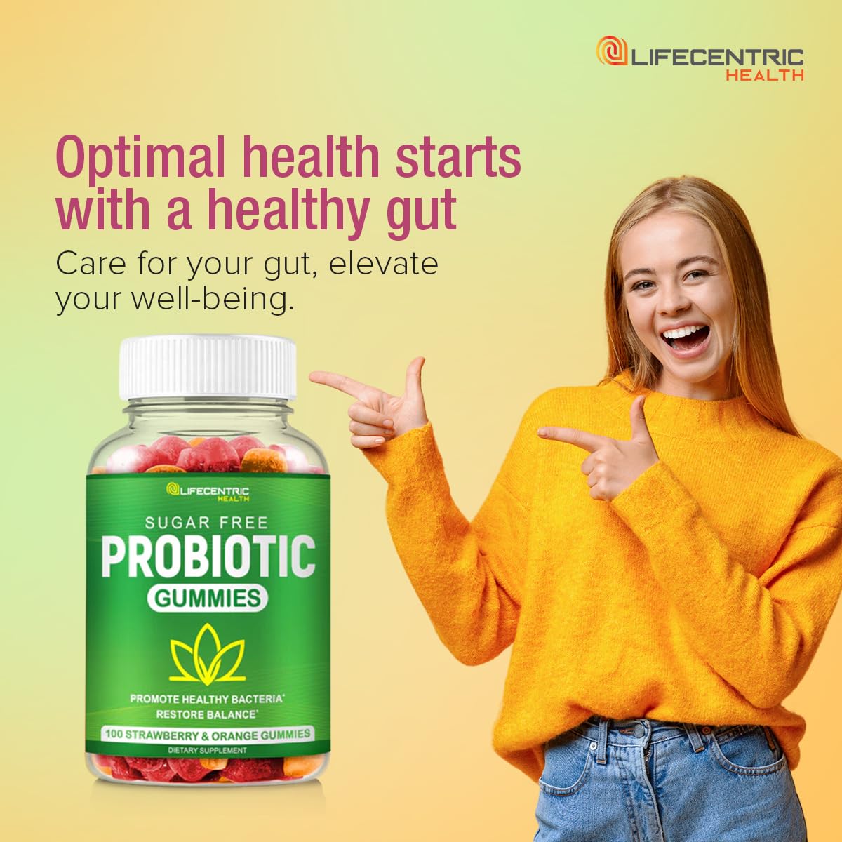 Probiotic Gummies for Adults and Kids Max Strength 5 Billion CFU | Organic Sugar Free Gummies for Digestive Health | 100 Count Vegan Gluten Free Chewable Probiotics
