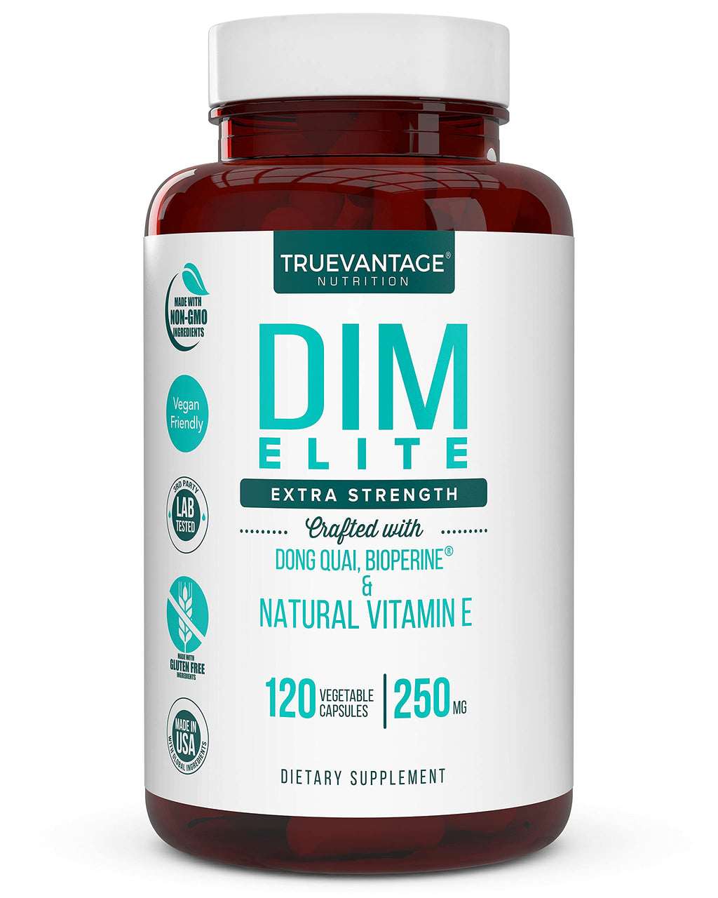 DIM Supplement 250mg (Diindolylmethane)-Plus Dong Quai, Natural Vitamin E & BioPerine - Supports Menopause Relief & Hormonal Acne -Hormone Balance Support for Women and Men-Veggie Caps Truevantage Nutrition Au supplements