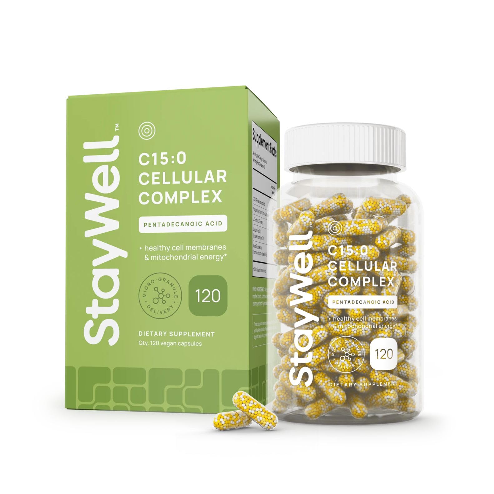 C15:0 Pentadecanoic Acid Supplement | Longevity, Cellular & Membrane Support, Micro-Granule Enhanced Absorption, Phosphatidylcholine, L-Carnitine,