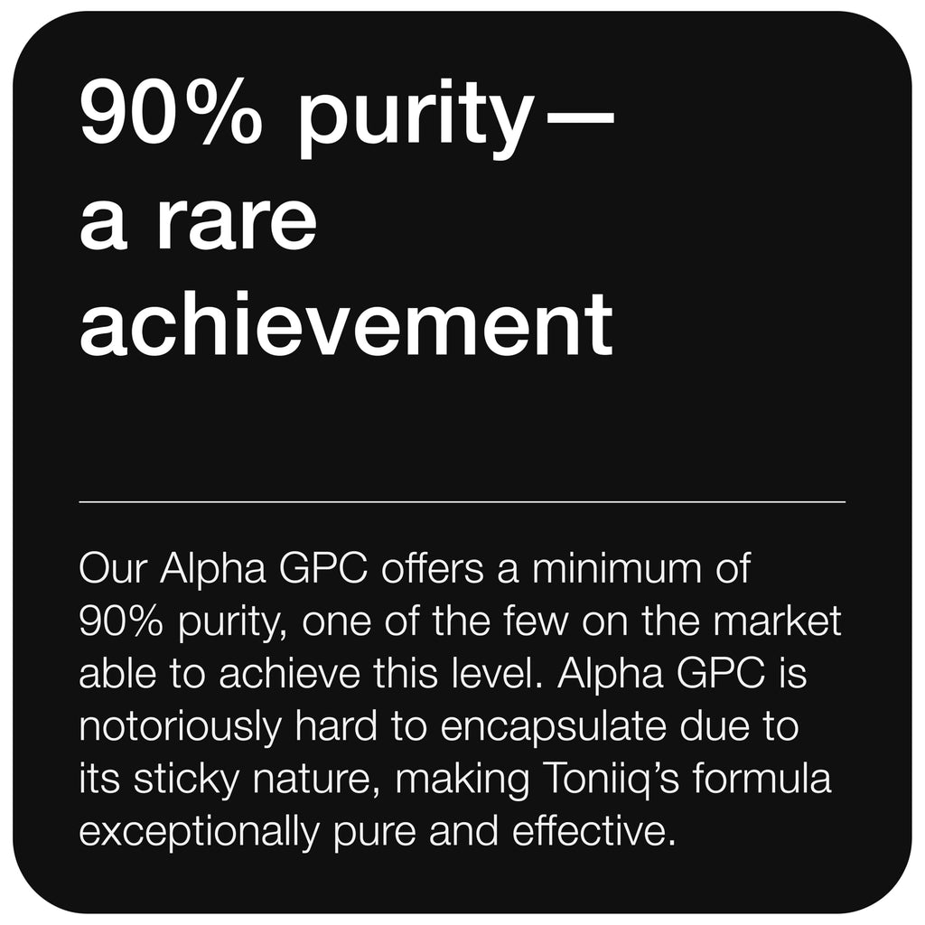Toniiq Ultra High Purity Alpha GPC Capsules - 600mg Concentrated Formula - 90%+ Highly Purified and Bioavailable Nootropic - 120 Capsules Alpha GPC Supplement Toniiq Au supplements