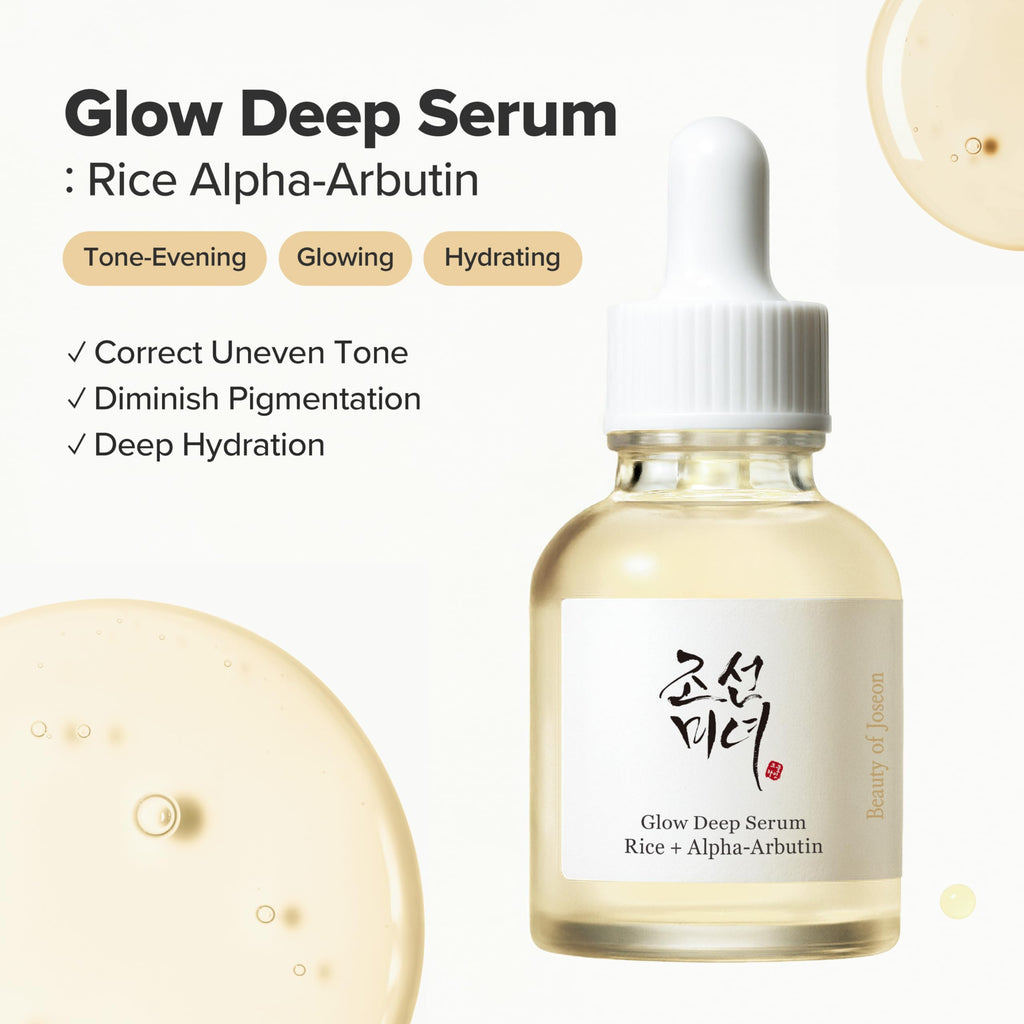 Beauty of Joseon Glow Deep Serum Rice Alpha-Arbutin for Uneven Dull Skin Tone, Daily Korean Skin Care