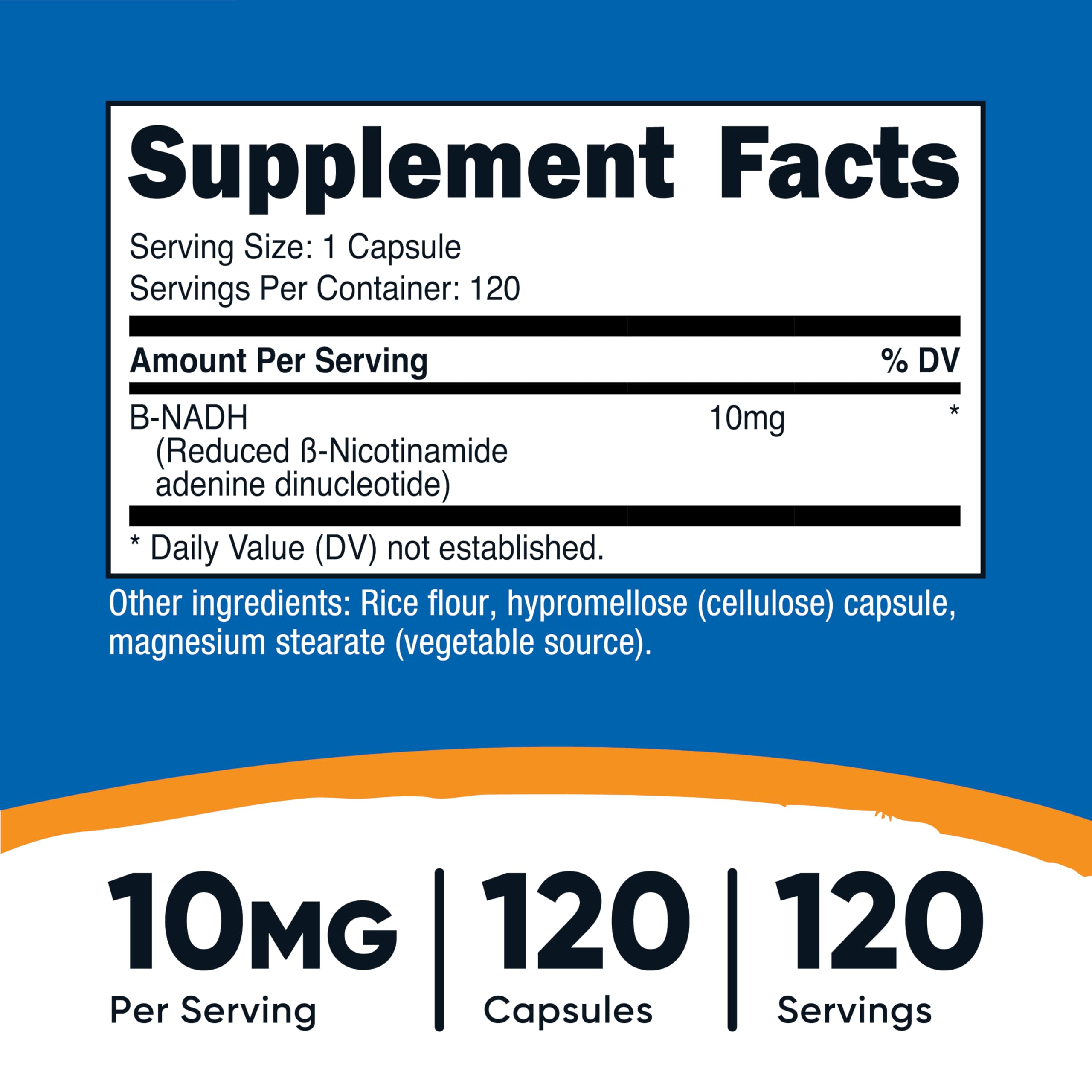 Nutricost NADH 10mg Per Serving 120 Capsules - B-Nicotinamide Adenine Dinucleotide, Vegan, Gluten-Free Nutricost Au supplements