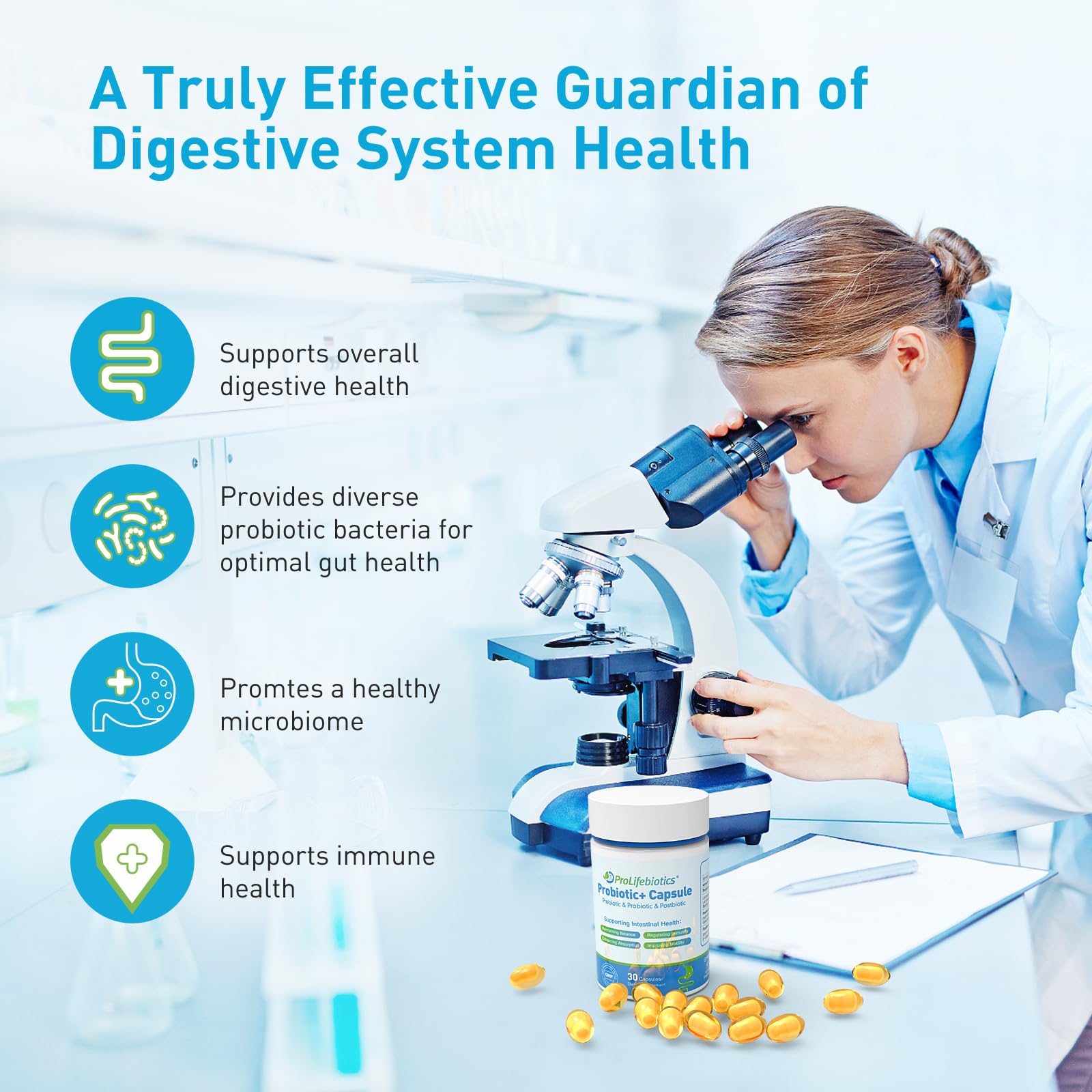 3-in-1 Probiotics for Gut and Digestive Health,Immune Support,Supplements Supporting Occasional Constipation,Diarrhea,Gas,Bloating,Delayed-Released Designed to Thrive, 30 Vegan Capsules PROLIFEBIOTICS Au supplements