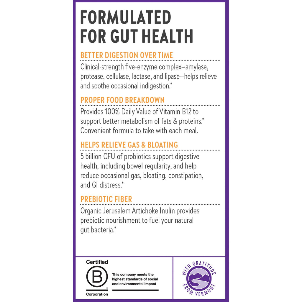 New Chapter All-Flora Enzyme Complex with Probiotics Relieves Bloating & Gas - Clinical-Strength Digestive Enzymes + Ultra-Concentrated Probiotics + Fermented Vitamin B12, 90 Vegan Capsules New Chapter Au supplements