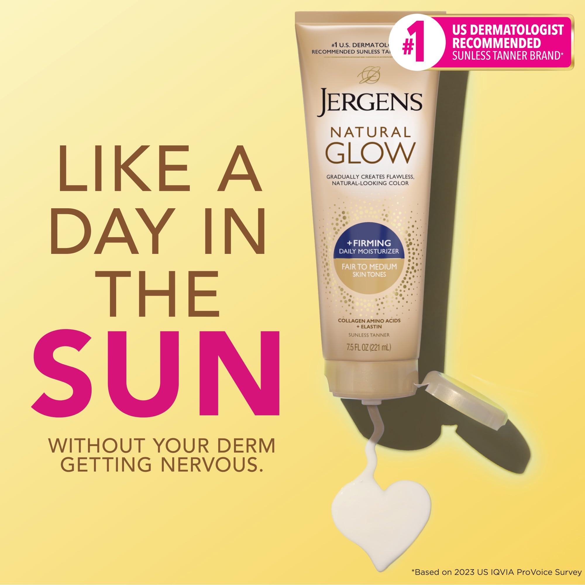 Jergens Natural Glow +Firming Self Tanner Body Lotion, Fair to Medium Skin Tone, Sunless Tanning Moisturizer