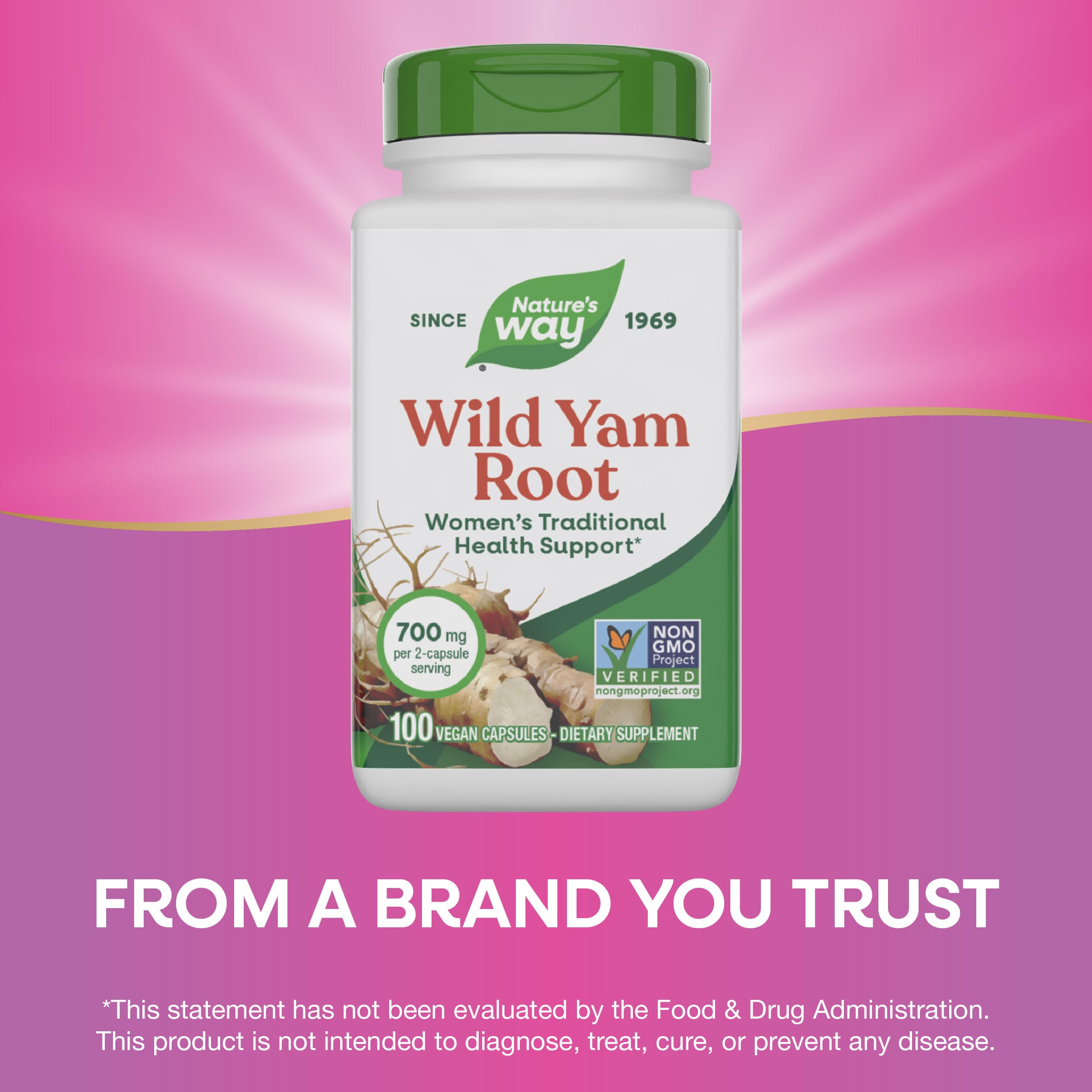 Nature's Way Wild Yam Root Capsules, Women's Traditional Health Support*, 700 mg per 2-Capsule Serving, Non-GMO Project Verified, 100 Vegan Capsules (Packaging May Vary) Nature's Way Au supplements