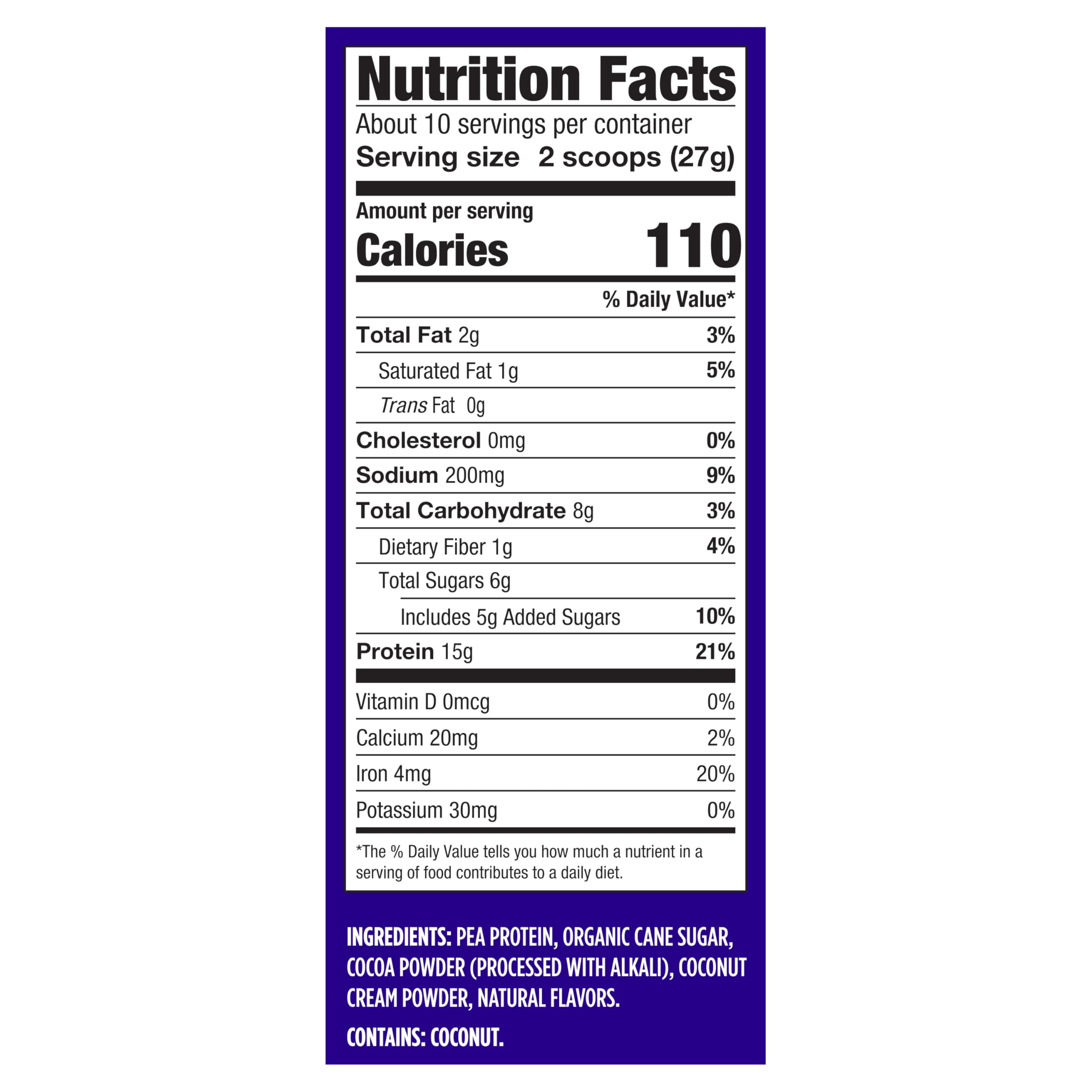 Vega Protein Made Simple - 15g Plant-Based Pea Protein, Chocolate, 10 Servings, Stevia Free, No Artificial Sweeteners or Gums, Non-GMO, Gluten Free, Dairy Free, 9.6oz (Packaging May Vary)