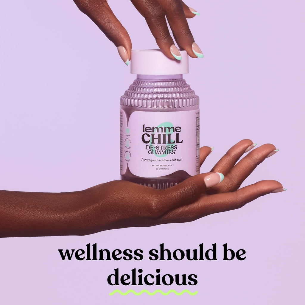 Lemme Chill Stress Relief Gummies with 300mg KSM-66 Ashwagandha, Lemon Balm, Passionflower & Goji to Support Relaxation, Healthy Cortisol & Sleep - Gluten-Free, Non-GMO, Mixed Berry (60 Count) Lemme Au supplements