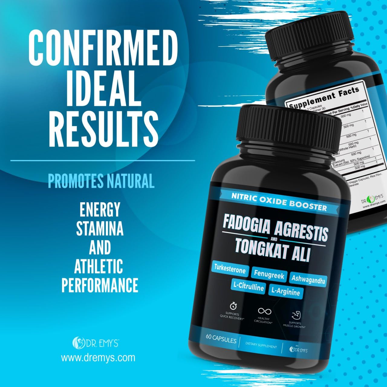 (2 Pack) Tongkat Ali Fadogia Agrestis Nitric Oxide Ashwagandha Supplement for Men Dr. Emy's Au supplements