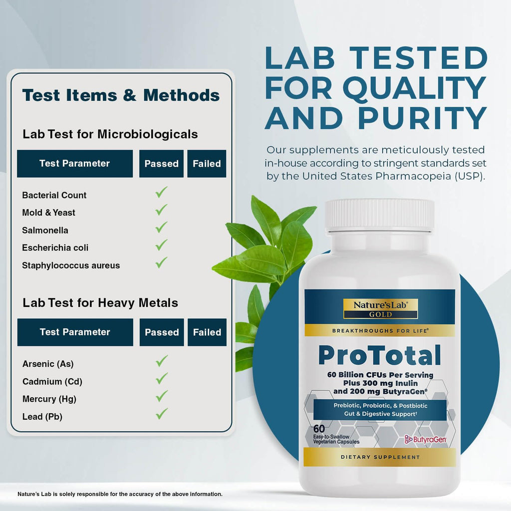 Nature's Lab Gold ProTotal - 60 Billion CFU Probiotic, Prebiotic, Postbiotic, Synbiotic - with Butyragen (Direct Butyrate Generator) 60 Ct Nature's Lab Au supplements