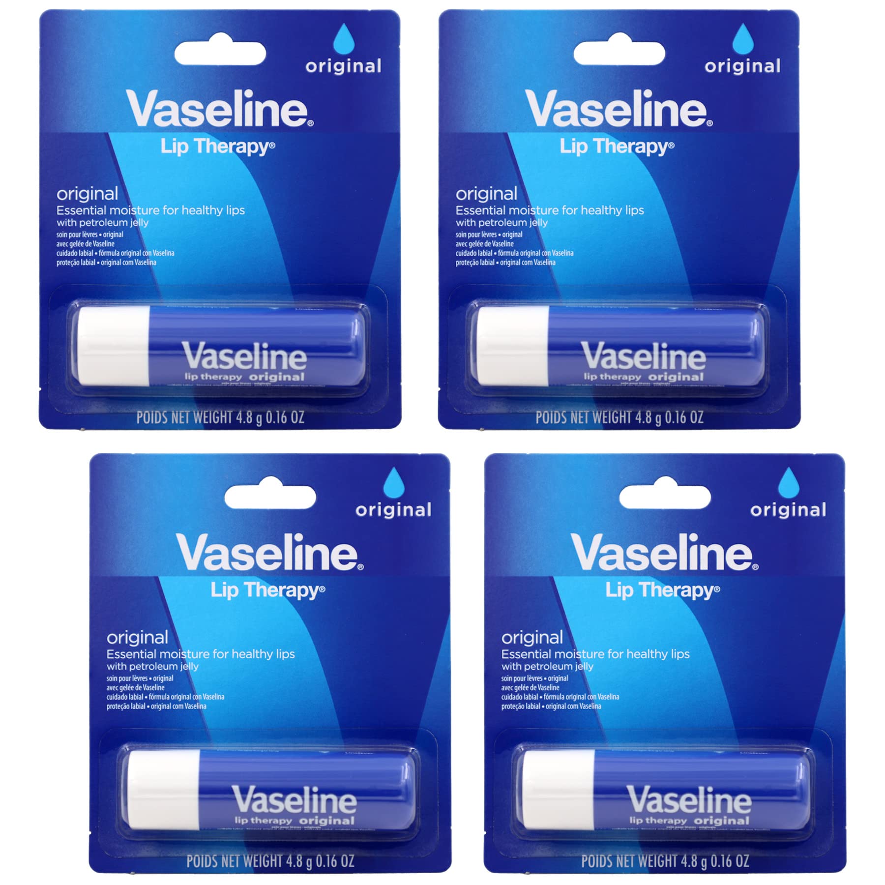 Vaseline Lip Therapy Care Original, Fast-Acting Nourishment, Ideal for Chapped, Dry, Cracked, or Damaged Lips