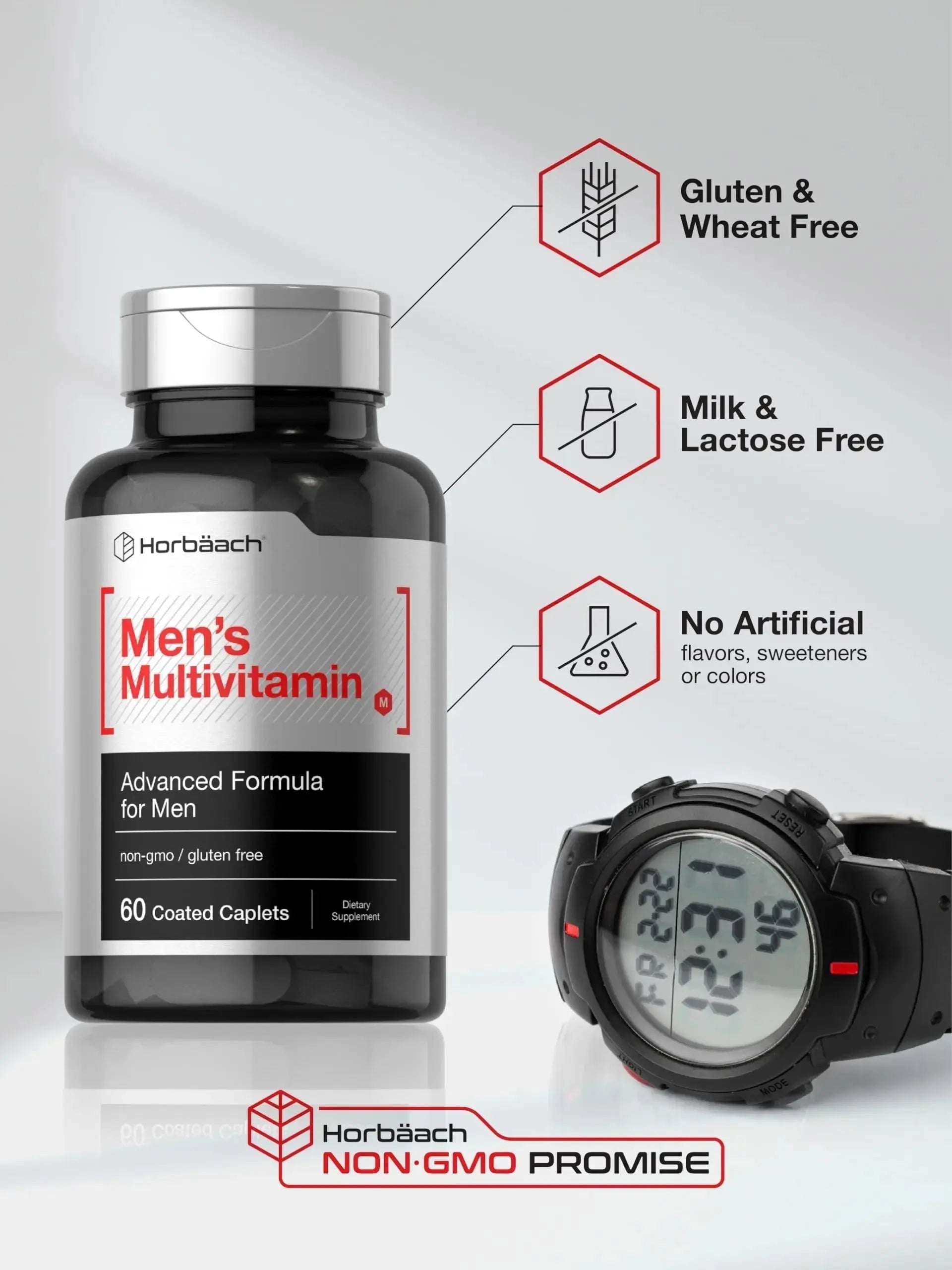 Horbäach Mens Multivitamin | 60 Caplets | Advanced Formula | with Vitamin C, D, Magnesium, Minerals & More | Horbäach Au supplements