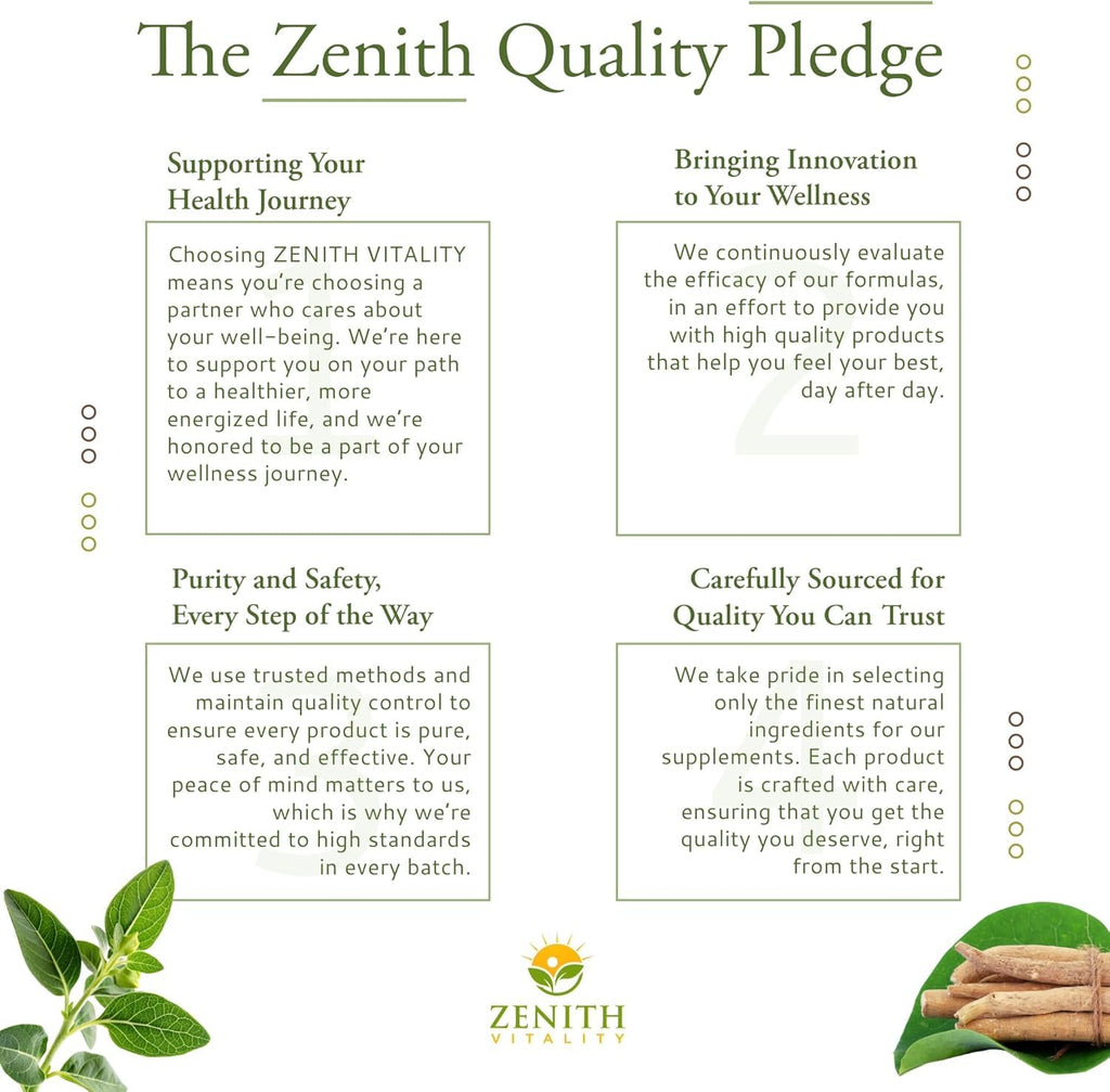 Zenith Vitality Ashwagandha 1300mg Capsules – Stress Relief & Cortisol Support, Immune & Energy Boost, Mental Clarity, Herbal Adaptogen Supplement – 60 Count Zenith Vitality Au supplements