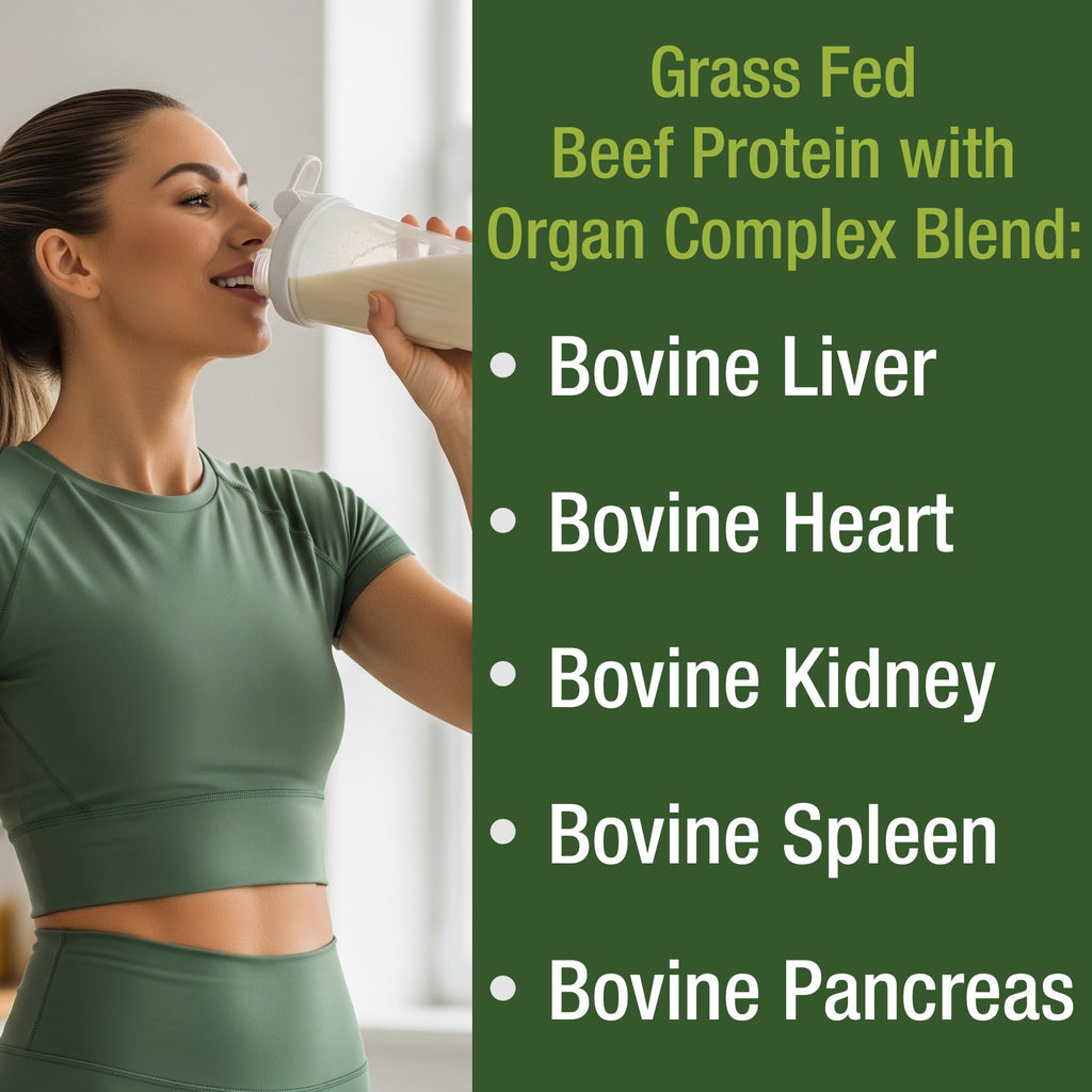 Grass Fed Beef Protein Powder + Organ Complex. Lactose Free Great Tasting Beef Protein Isolate. Animal Based Non Dairy No Whey Paleo Carnivore Supplement for Muscle Building. Vanilla Flavor Peak Performance Au supplements