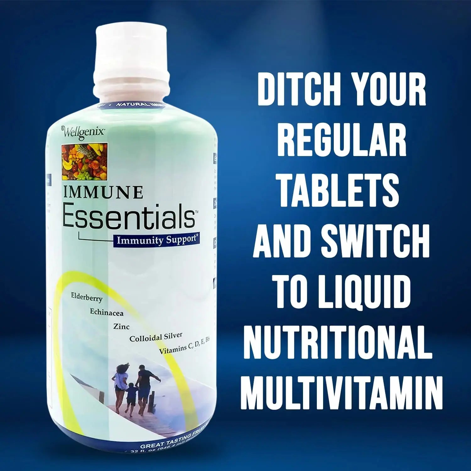 Wellgenix Immune Essentials - Multivitamin Liquid for Men, Women & Kids - Vegan Supplement with Vitamins C, D Elderberry Zinc Wellgenix Au supplements