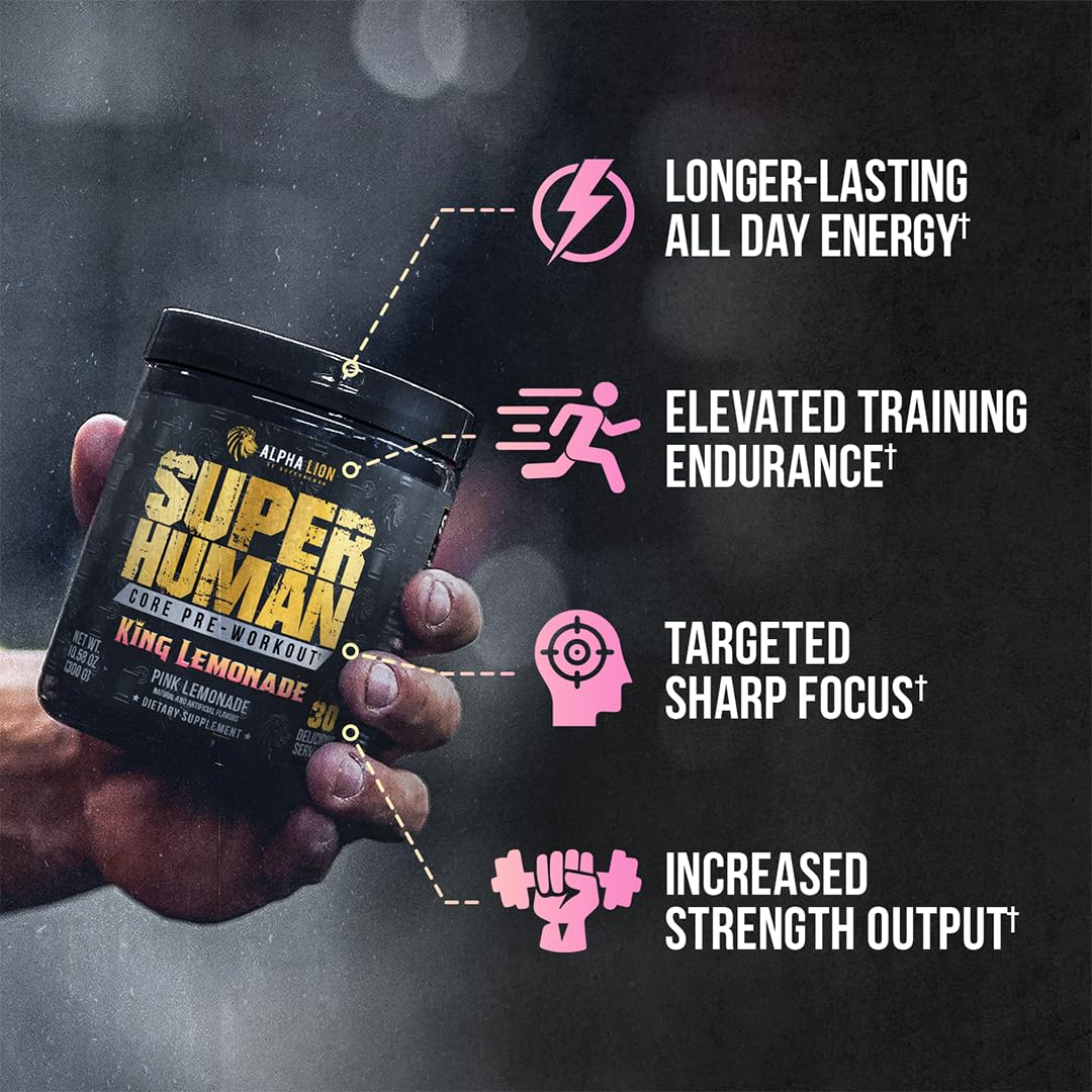 ALPHA LION Core Pre Workout with Creatine for Performance, Beta Alanine for Muscle, L-Citrulline for Pump & Tri-Source Caffeine for Sustained Energy