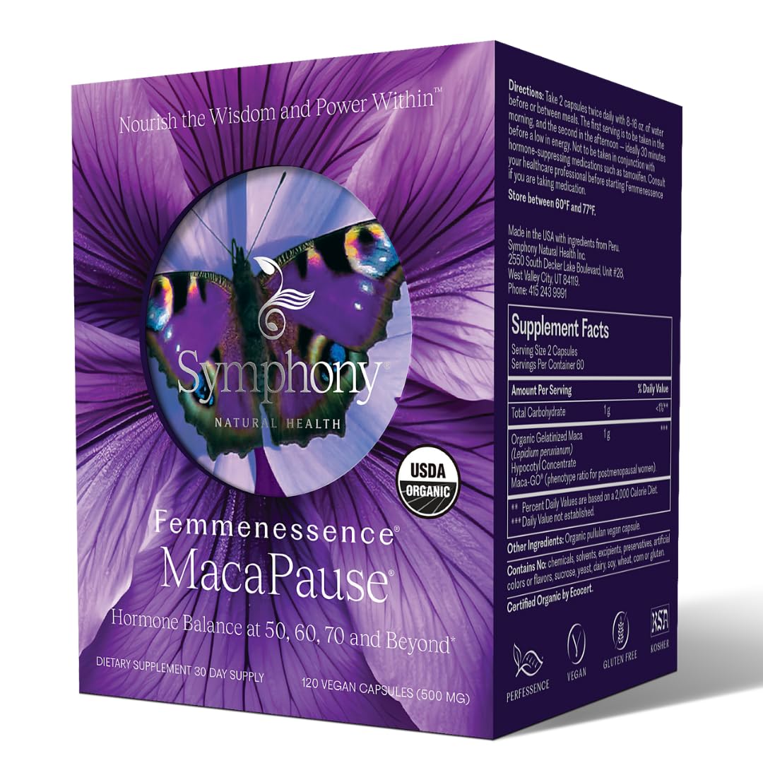 Femmenessence® MacaPause® – Clinically Proven Postmenopausal Organic Vegan Supplement for Natural Hormone Balance, Menopause Symptom Relief, Bone & Heart Health (120 Capsules, 30 Day Supply) Natural Health International Au supplements
