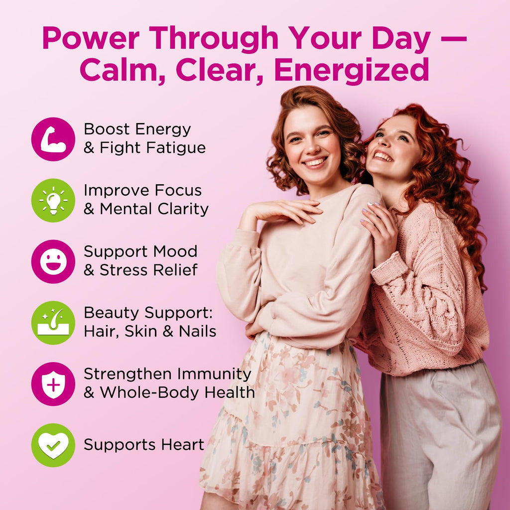 Vitamin B Complex Gummies for Women & Me, Vitamin B12, B1, B2, B3, B6, B7, B9 with Vitamin C, Zinc, Magnesium & CoQ10 for Energy, Brain, Nervous System & Mood,
