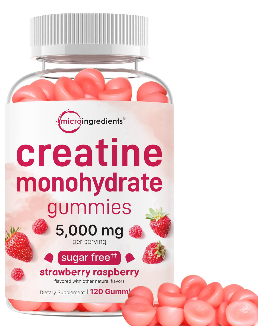 Creatine Monohydrate Gummies 5,000mg Per Serving, 120 Count | Sugar Free Strawberry Raspberry Flavored | Creatine for Women & Men | Pre Workout + Muscle Strength & Recovery Support | Non-GMO Micro Ingredients Au supplements