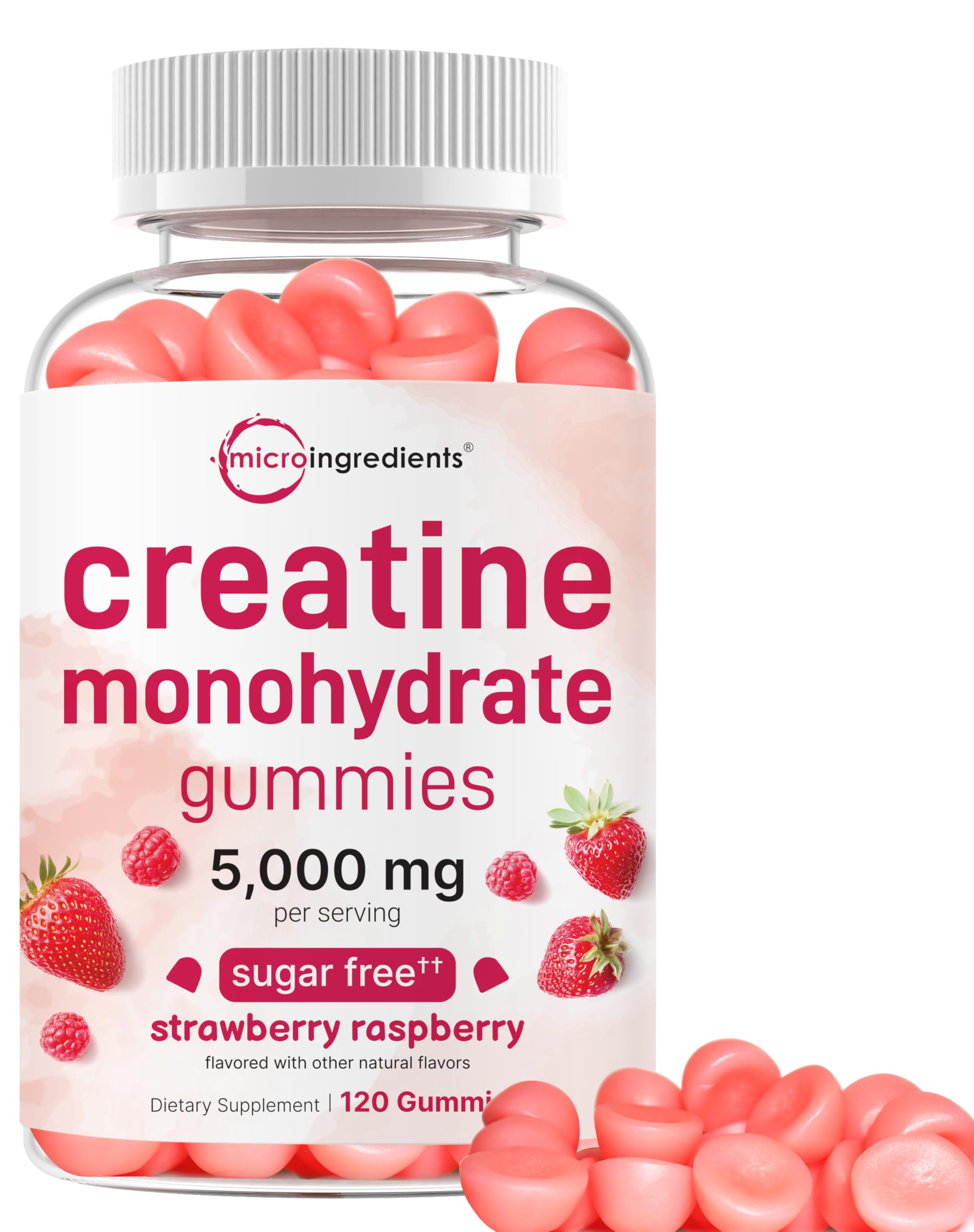 Creatine Monohydrate Gummies 5,000mg Per Serving, 120 Count | Sugar Free Strawberry Raspberry Flavored | Creatine for Women & Men | Pre Workout + Muscle Strength & Recovery Support | Non-GMO Micro Ingredients Au supplements