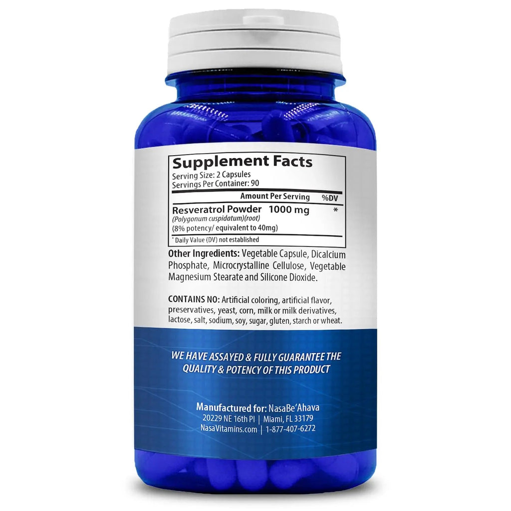 NASA Beahava 100% Pure Resveratrol - 1000mg Per Serving Max Strength (180 Capsules) NasaBeahava Au supplements