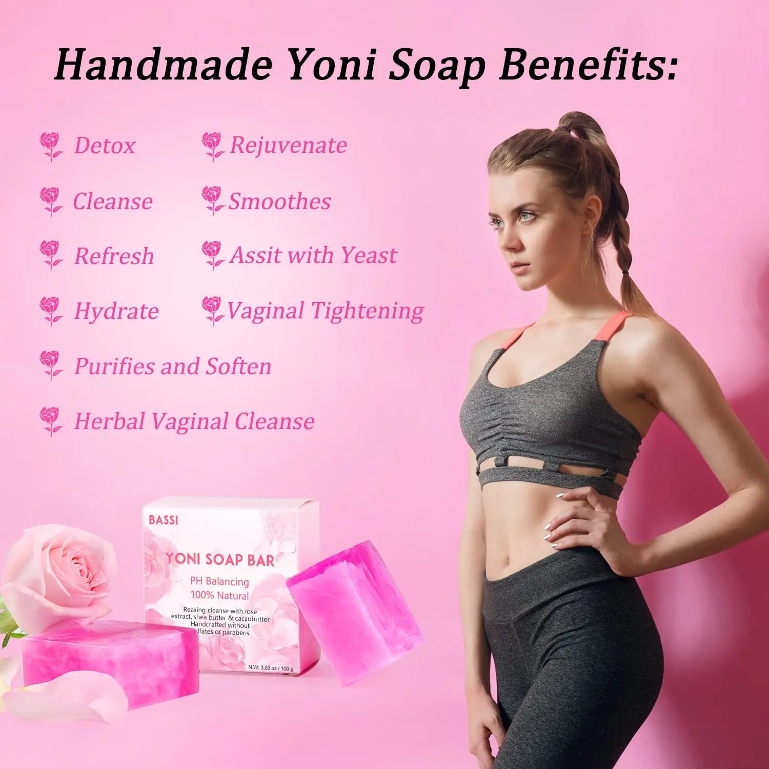 Yoni Soap Bars Vaginal Wash 2 PCS, 100% Natural Organic Yoni Bar Soap for Women Ph Balance Yoni BASSI Au supplements
