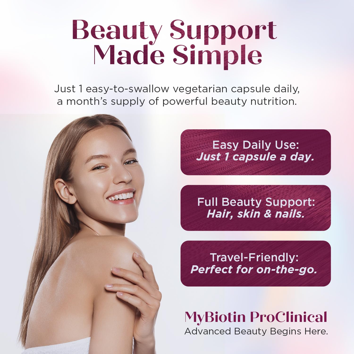 Purity Products MyBiotin ProClinical – Thicker Hair Starting in 3 Weeks & Fights Wrinkles - MB40X Patented Biotin Vitamin B7 Matrix w/Astaxanthin