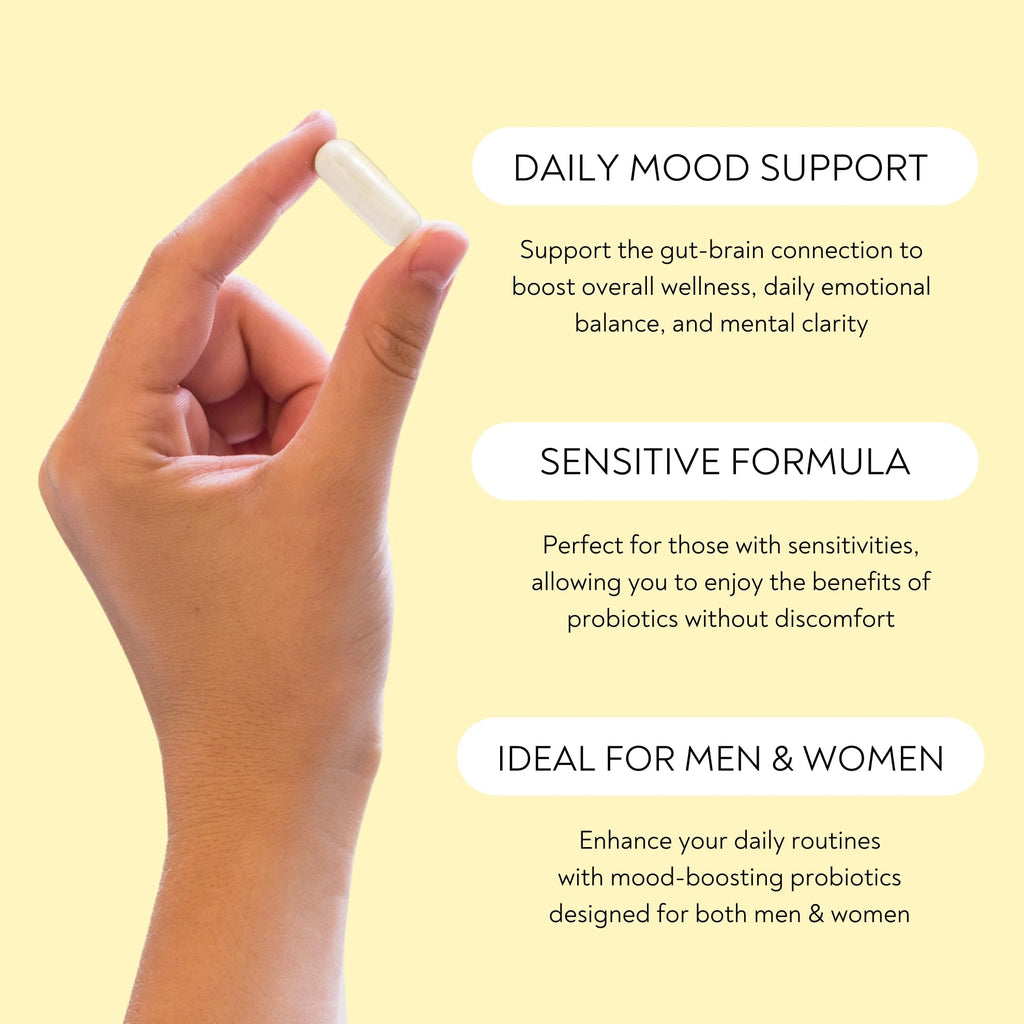 Probiotics - Mood Super Strains Probiotic - Naturally Supports Digestion & Mood - Histamine-Free Probiotics w/ L Rhamnosus GG, Shelf Stable Probiotic Supplement, 60 Day Supply, Non-GMO, VEGAN Lifted Naturals Au supplements