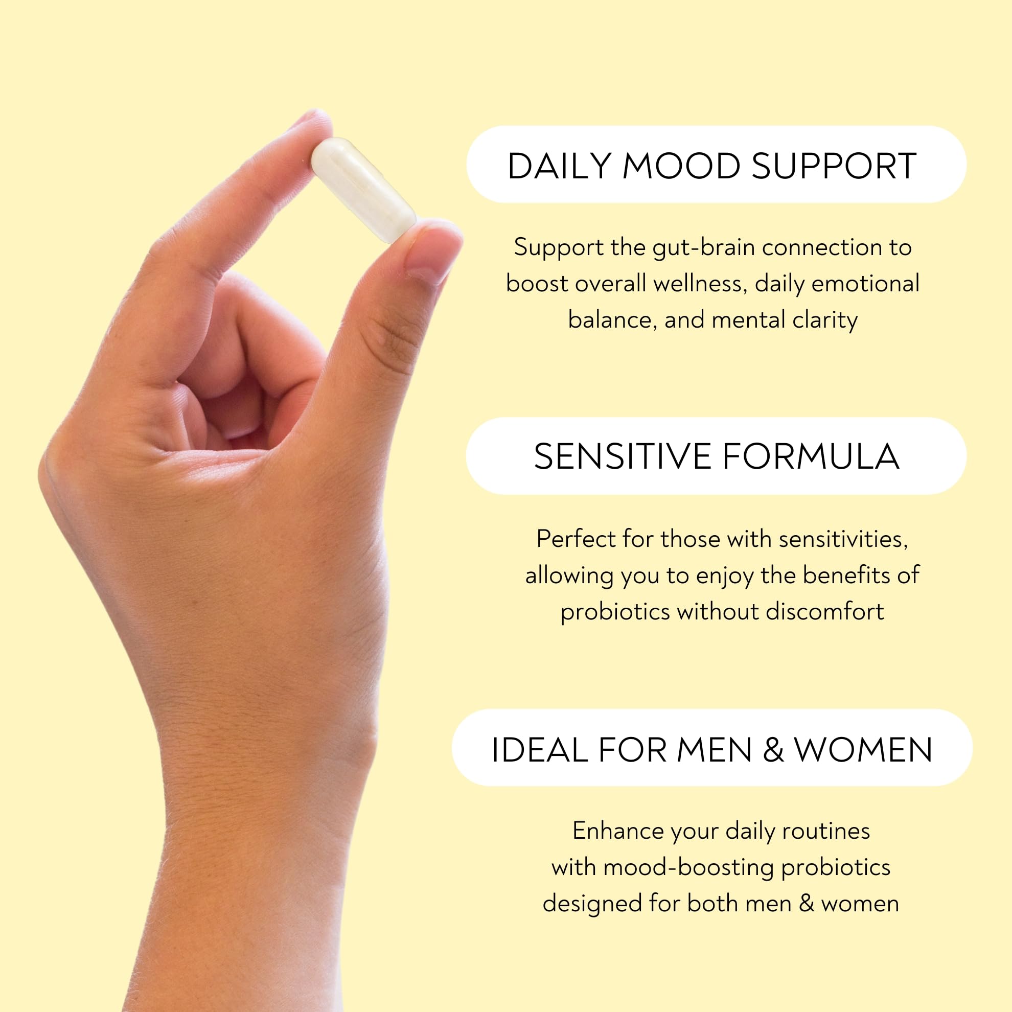 Probiotics - Mood Super Strains Probiotic - Naturally Supports Digestion & Mood - Histamine-Free Probiotics w/ L Rhamnosus GG, Shelf Stable Probiotic Supplement, 60 Day Supply, Non-GMO, VEGAN Lifted Naturals Au supplements