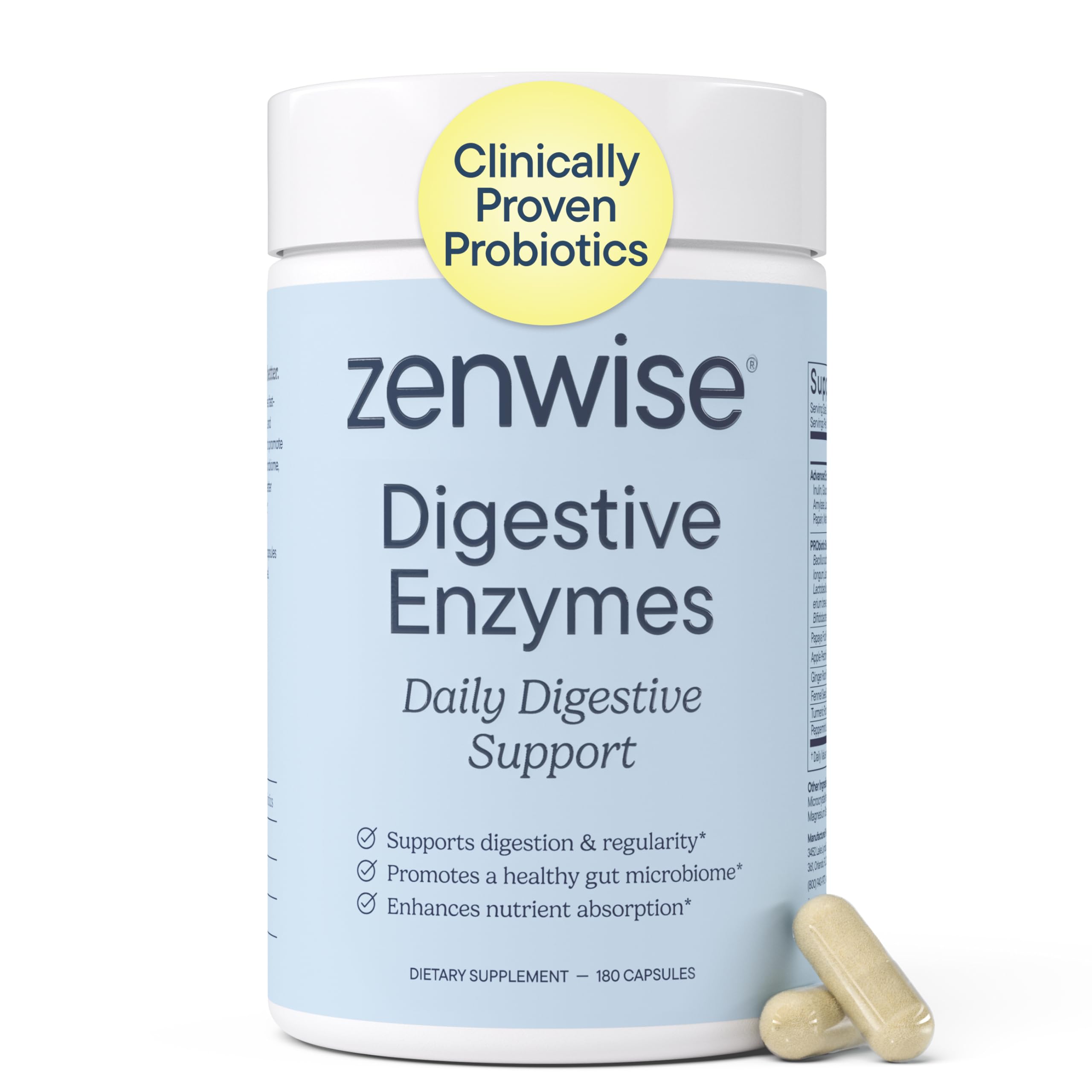 Zenwise Health Digestive Enzymes with Bromelain & Papaya - Multi Enzymes Digestion Supplement with Probiotics & Prebiotics for Gut Health, Gas & Bloating Relief