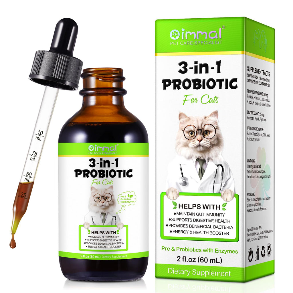 Liquid Cat Probiotic, Natural 3 in 1 Probiotic for Cats, Cat Digestive Support,Gut Health Support,Help with Diarrhea,Gas and Bloating, Cat Herbal Supplements- 60ml VOSIFSDIY Au supplements