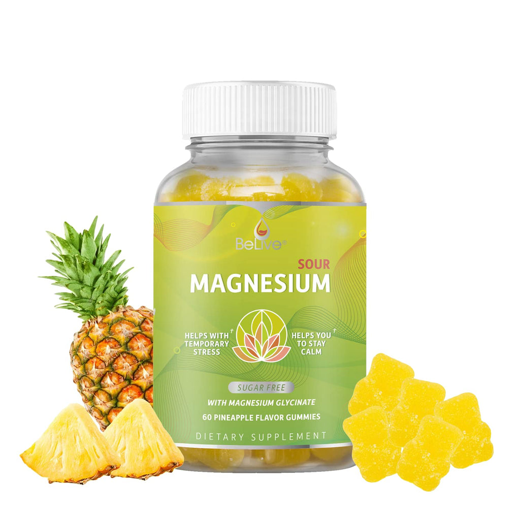 BeLive Magnesium Glycinate Gummies 200 mg - Sugar Free Supplement for Muscle Relaxation, Sleep Support, & Heart Health for Adults & Kids
