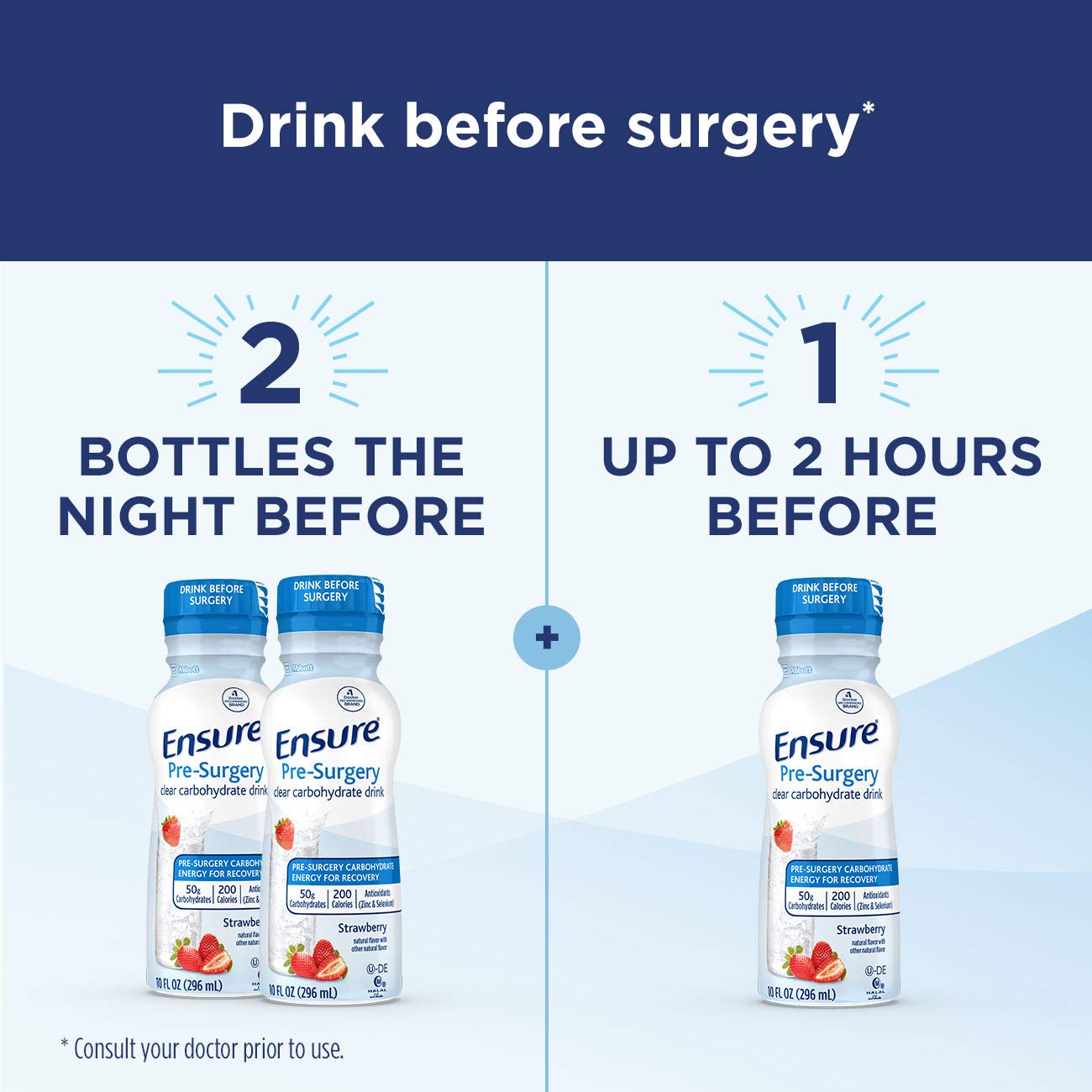 Ensure Pre-Surgery, Clear Carbohydrate Drink, Strawberry, 10 fl oz, 4 Count