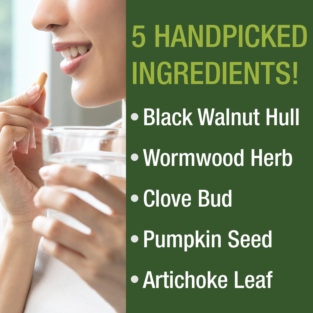 Wormwood Black Walnut Clove Cleanse for Humans. Elimination Detox + Intestinal Support Capsules Supplement for Adults and Kids. Pills with Artichoke and Pumpkin Seed for Additional Benefits Peak Performance Au supplements