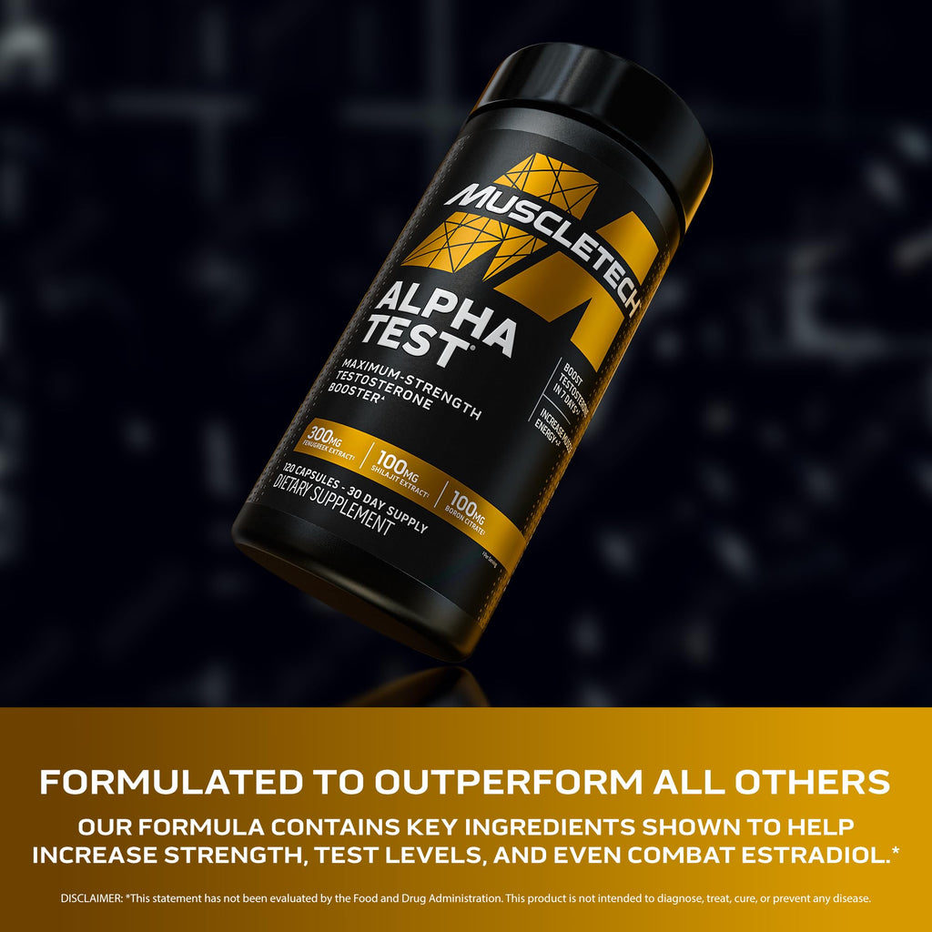 MuscleTech Testosterone Booster for Men, AlphaTest - T-Boost Mens Supplement with Tribulus Terrestris & Boron - Daily Male Gym Workout Supplements