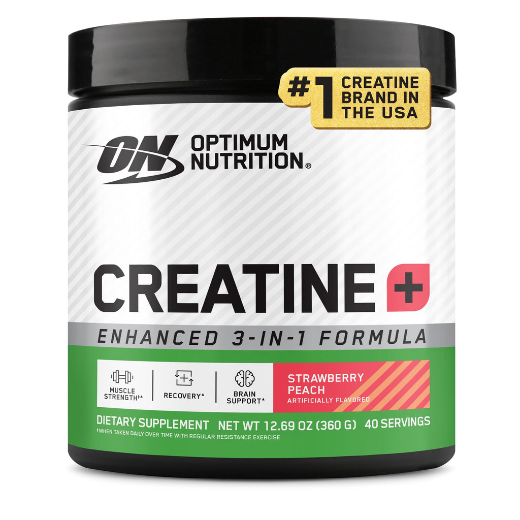 Optimum Nutrition Creatine Monohydrate Plus Powder, Strawberry Peach Flavored Creatine Performance Blend, with Electrolytes for Hydration, Added Vitamins