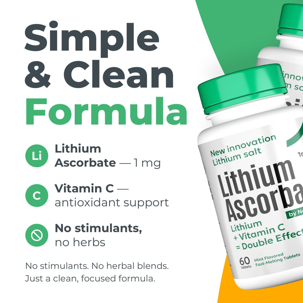 NORMOTIM Lithium Supplement 1 mg Tablets – Non-Drowsy Calm & Focus Support – Memory & Mental Clarity – Fast Dissolve – Compare to Lithium Orotate